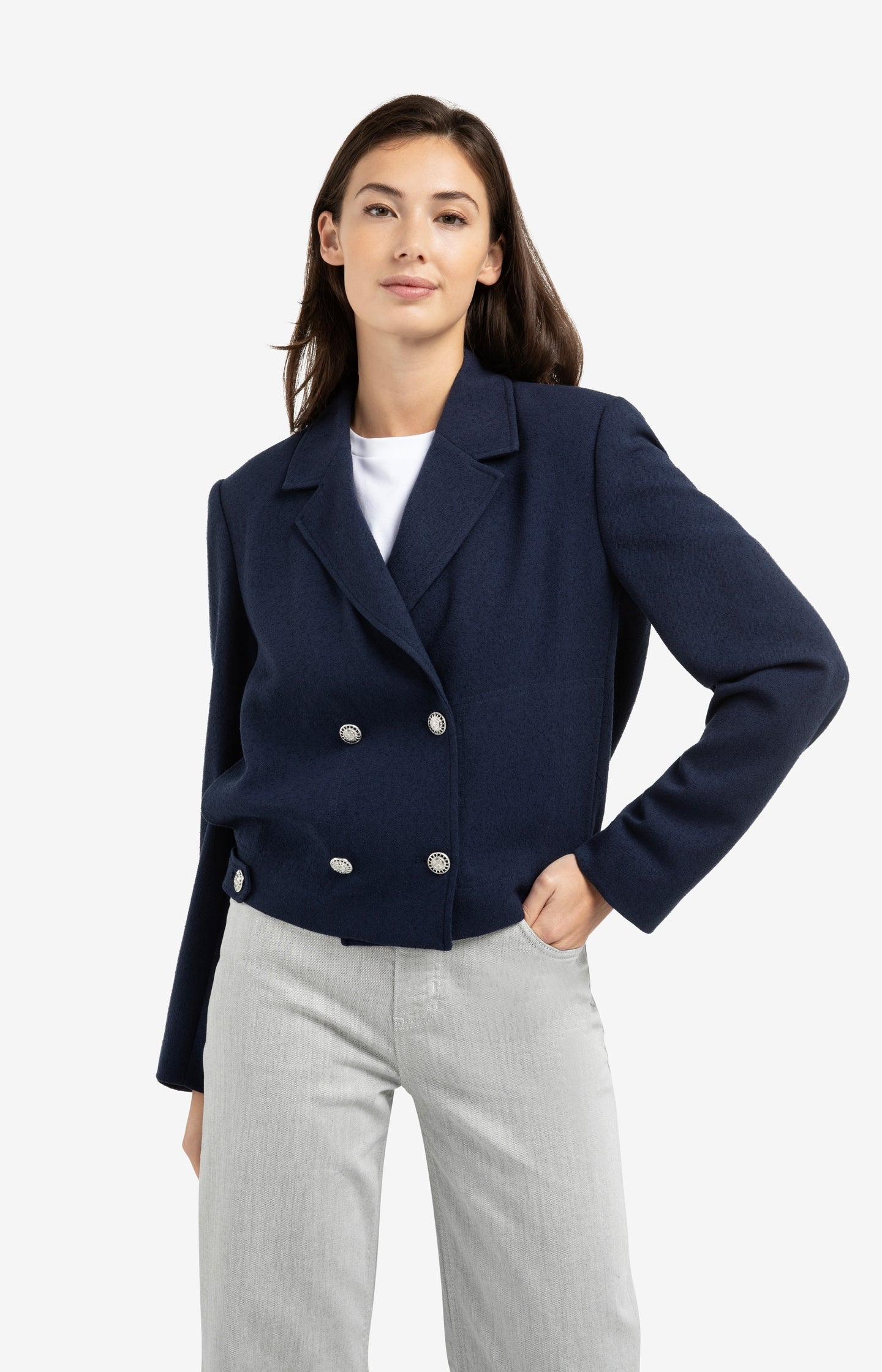 Short double-breasted blazer jacket - Image 3
