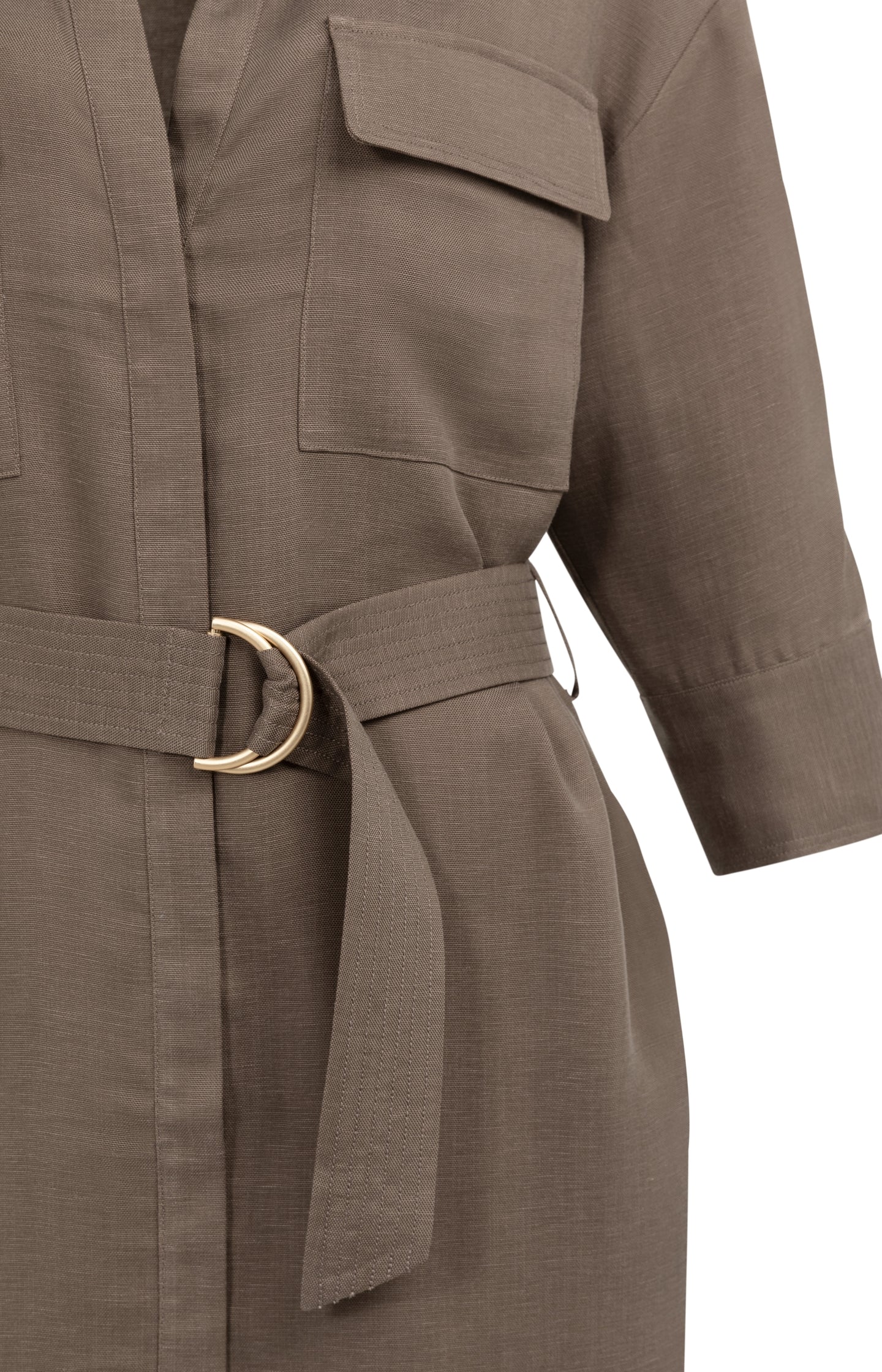 Short linen dress with belt and chest pockets - Image 8