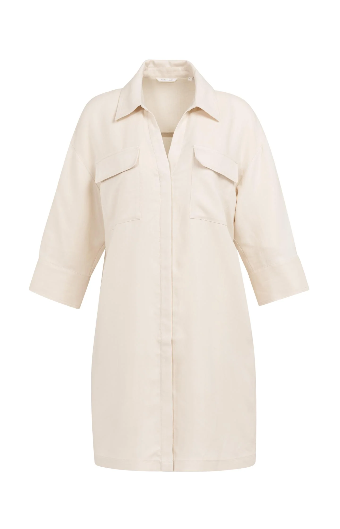 Short linen dress with belt and chest pockets - Image 6