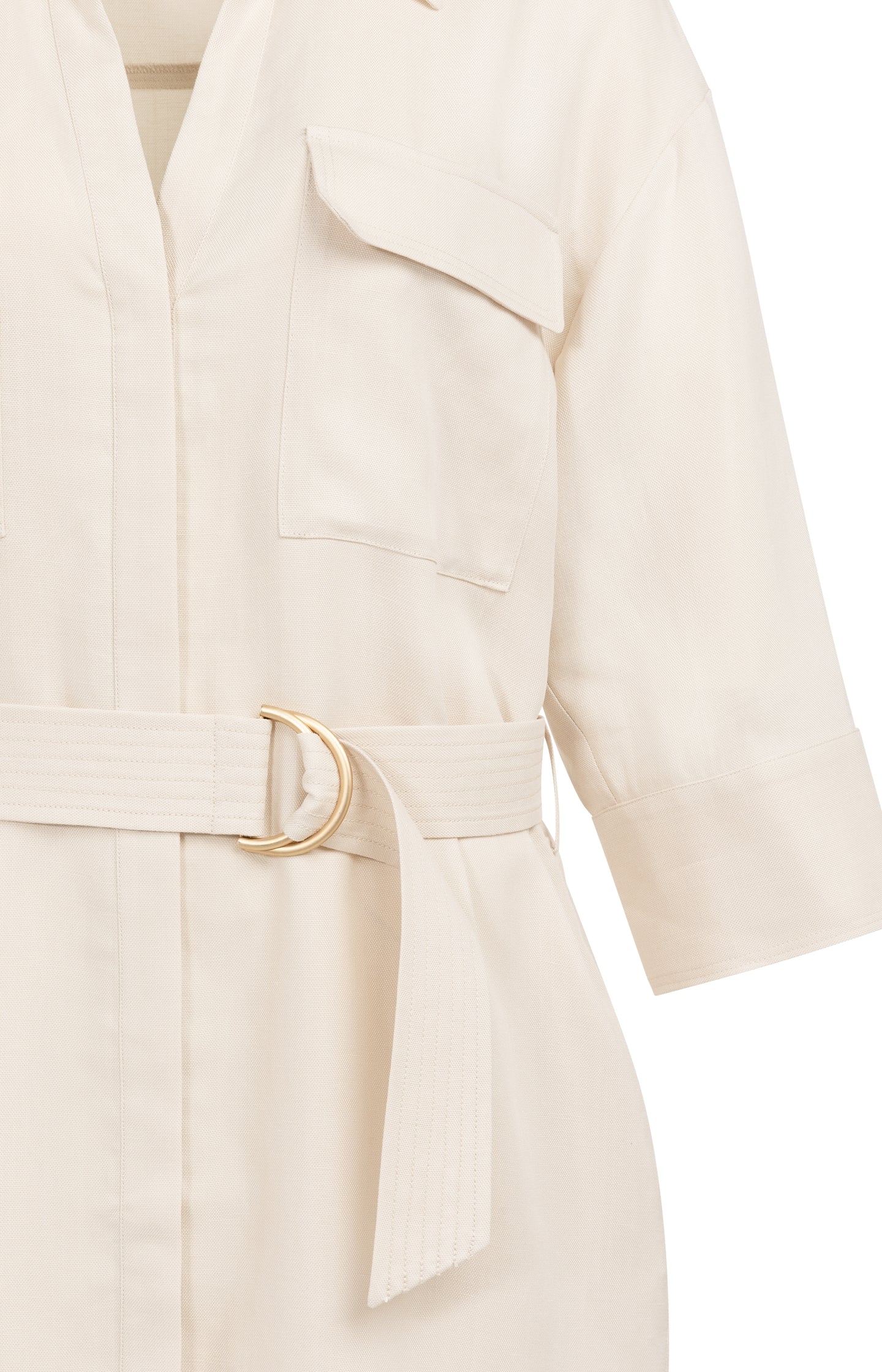 Short linen dress with belt and chest pockets - Image 7