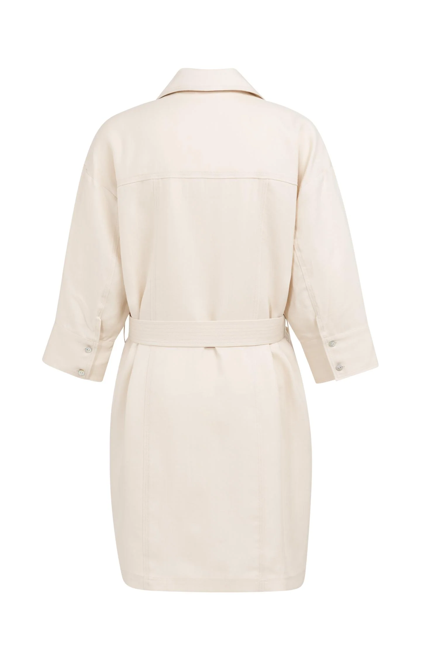Short linen dress with belt and chest pockets - Image 8