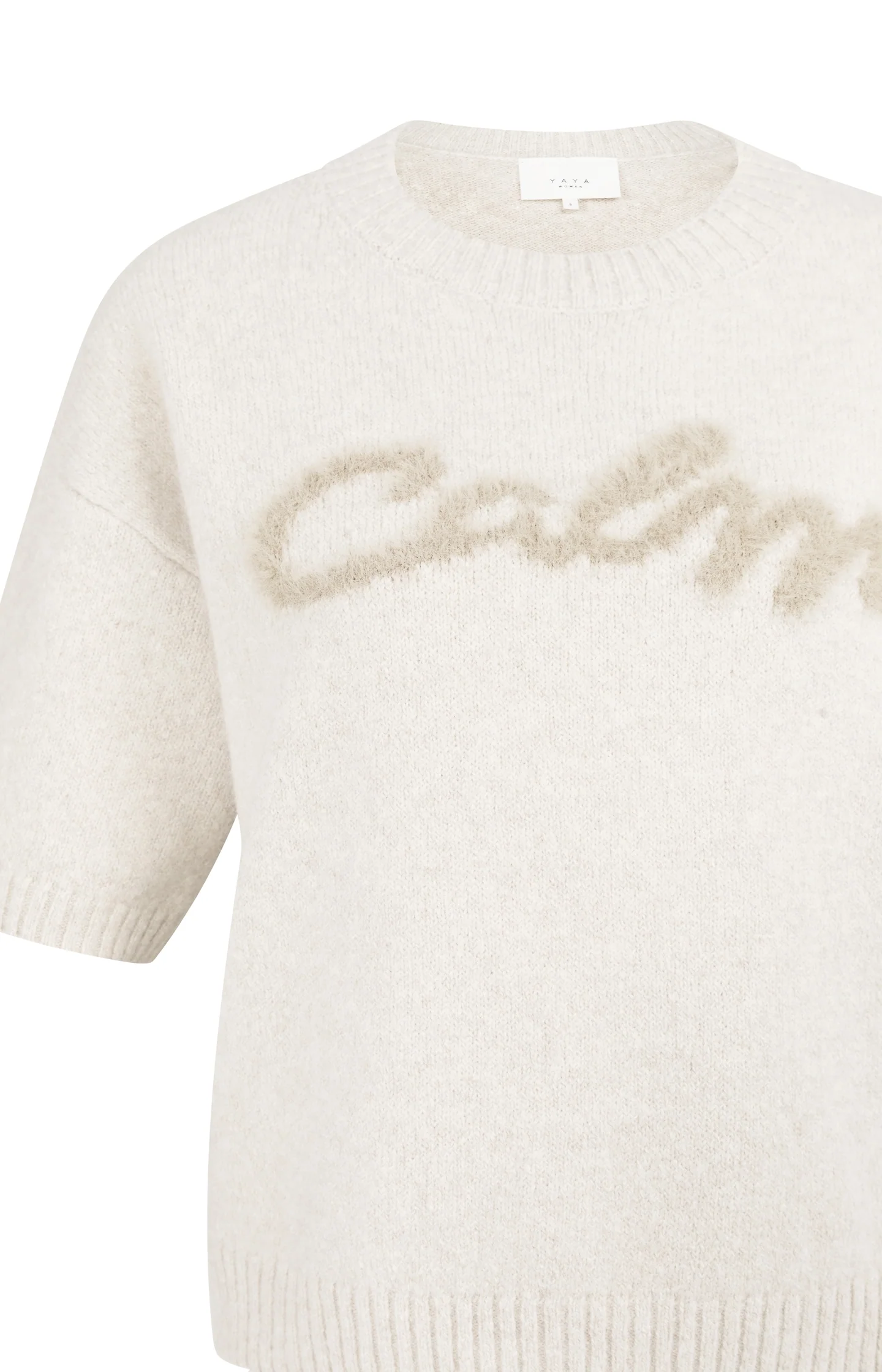 Short sleeve sweater with fluffy text detail - Image 8