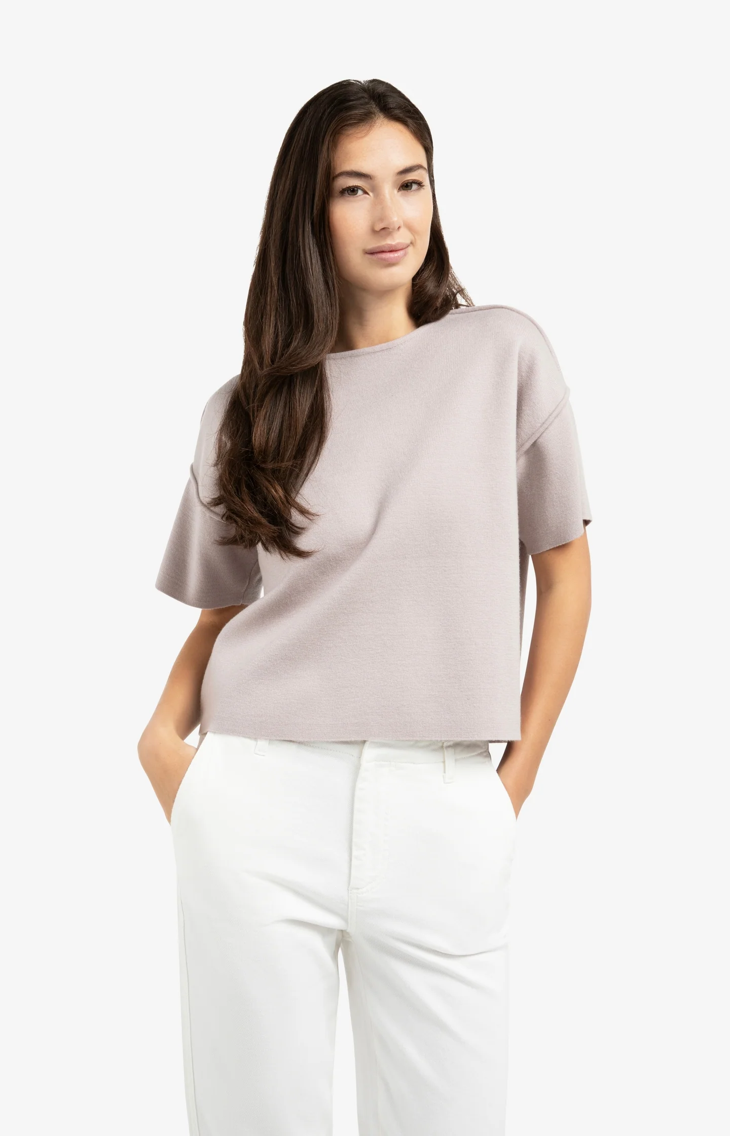 Short sleeve sweater with seam details - Image 3