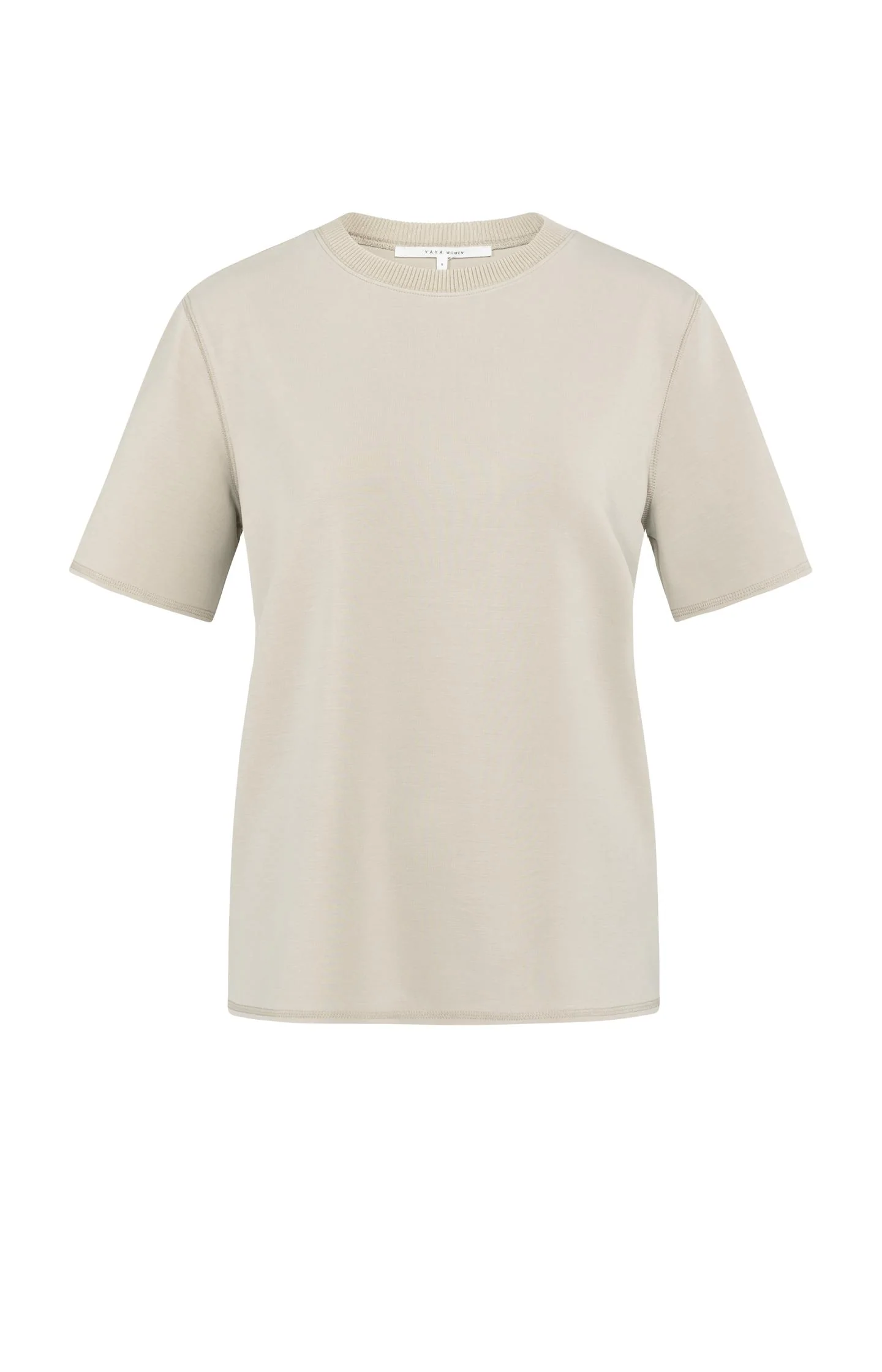 Short sleeve sweatshirt with ribbed knit neckline - Image 2