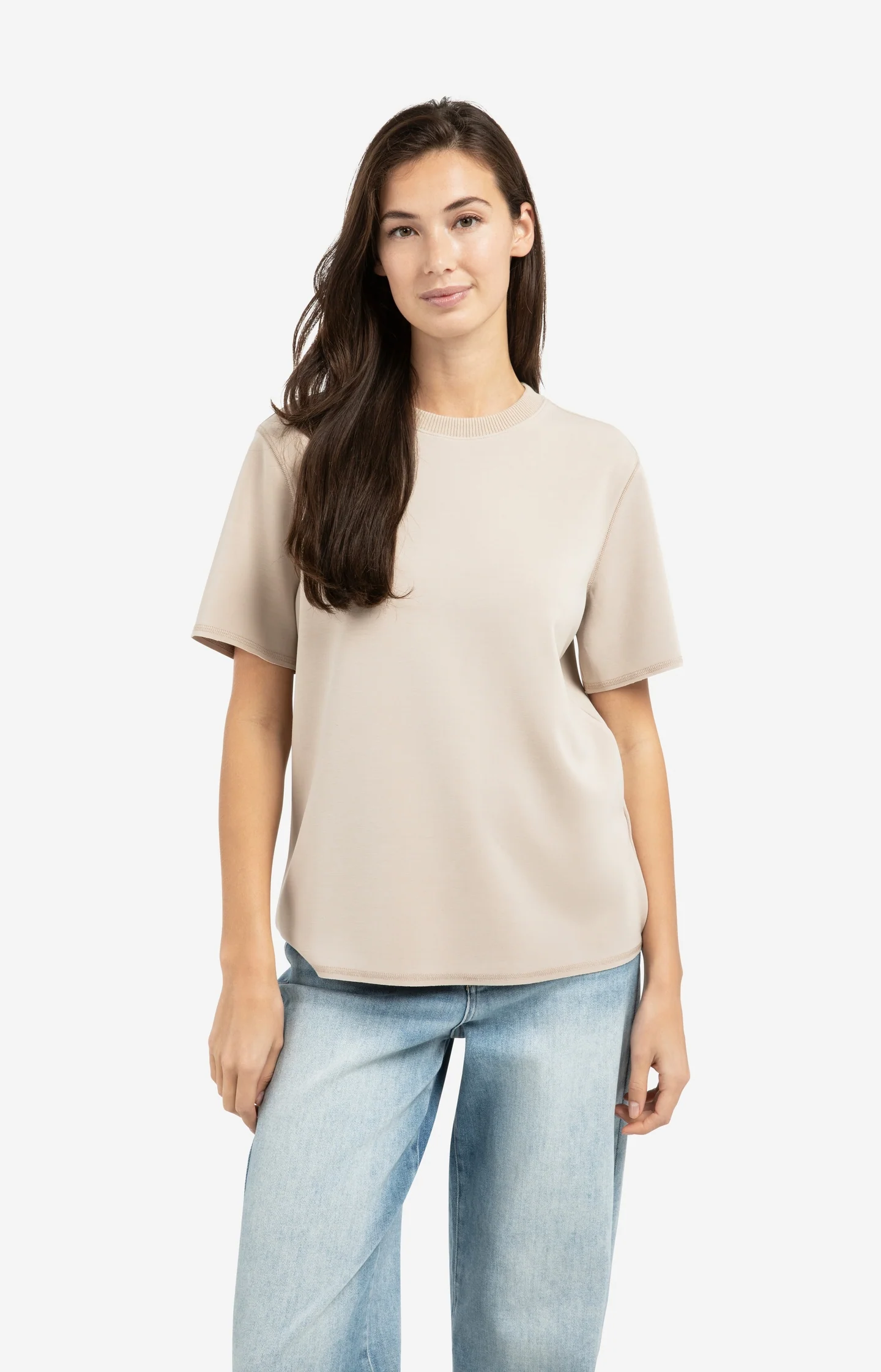 Short sleeve sweatshirt with ribbed knit neckline - Image 3