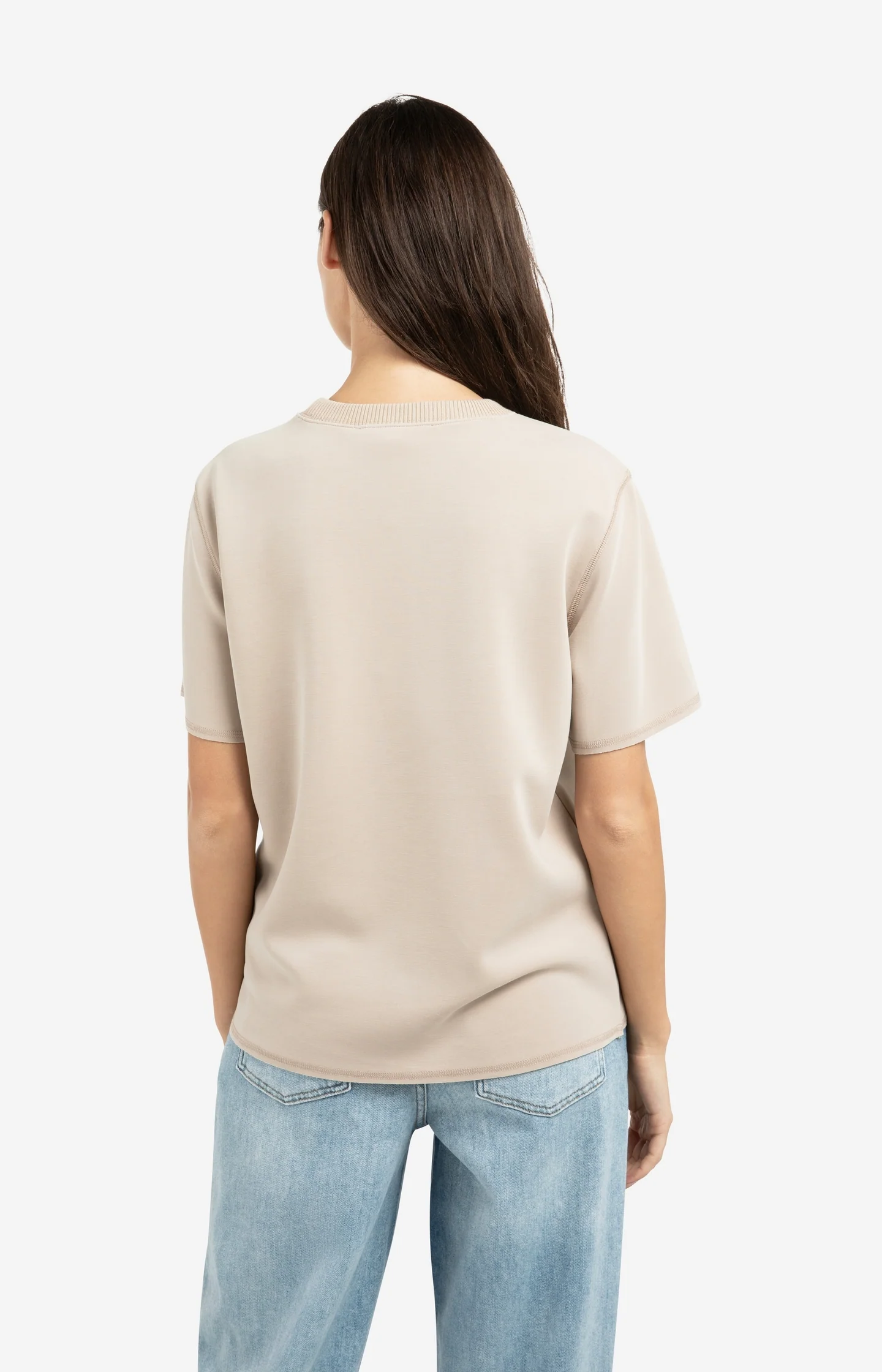 Short sleeve sweatshirt with ribbed knit neckline - Image 4