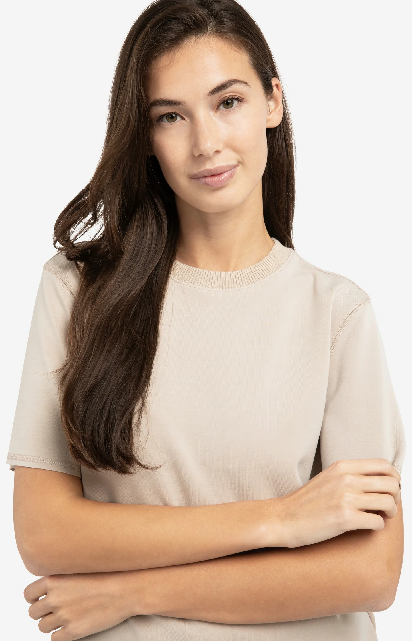 Short sleeve sweatshirt with ribbed knit neckline - Image 5