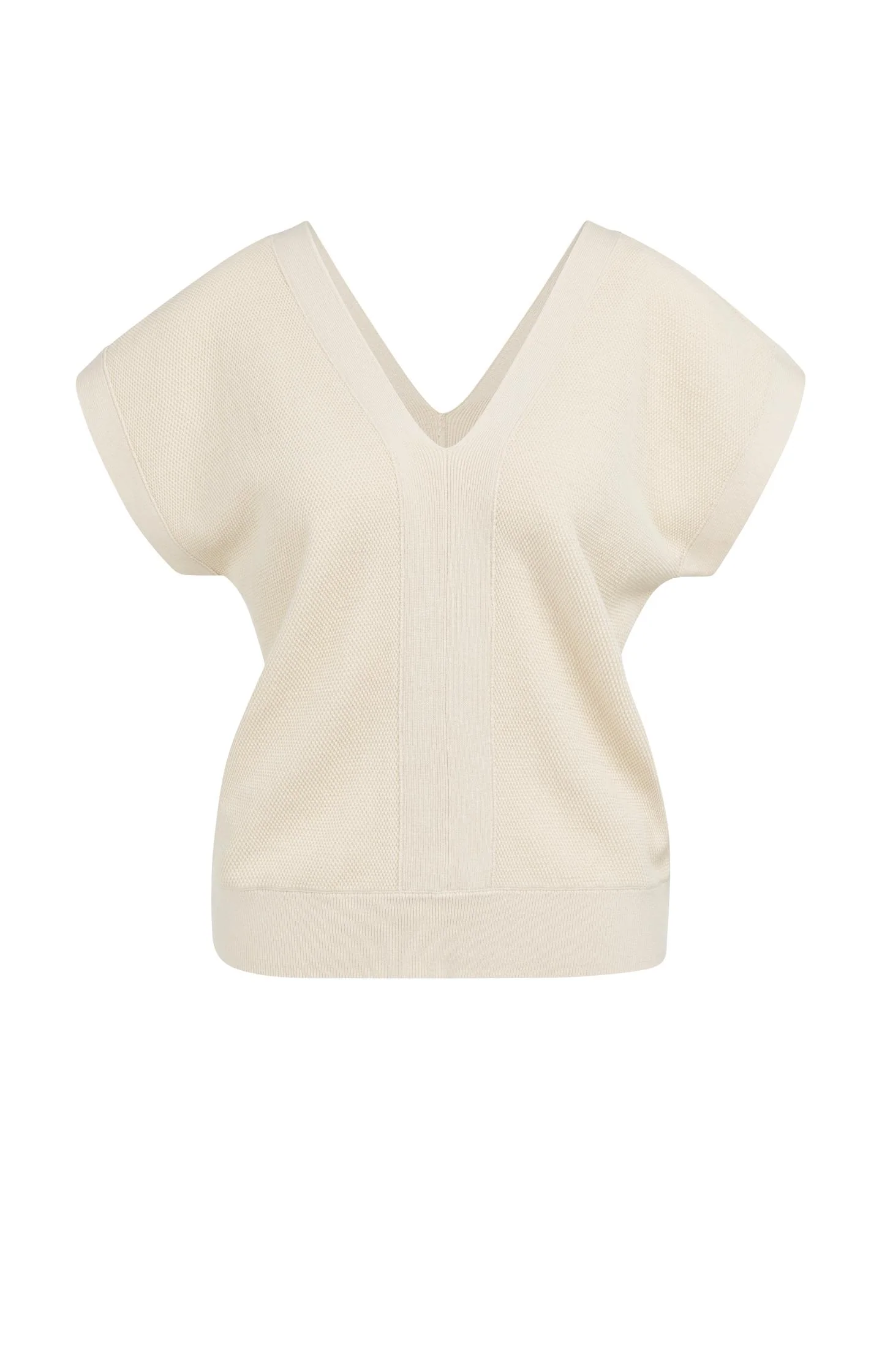 Short-sleeved sweater with double V-neck - Image 2