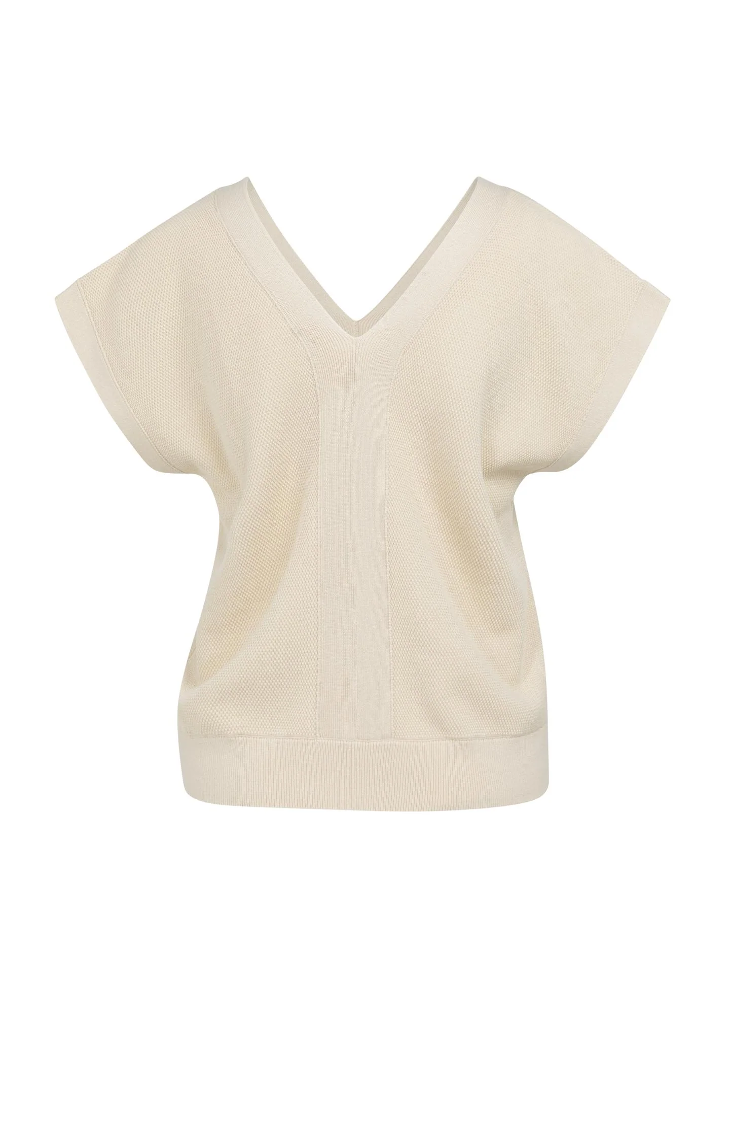 Short-sleeved sweater with double V-neck - Image 6