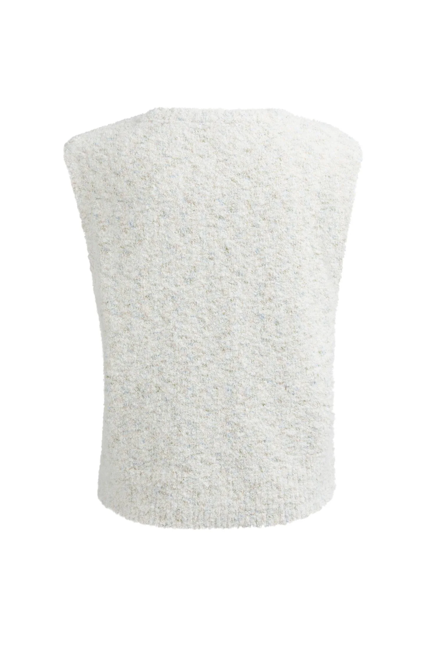 Sleeveless bouclé cardigan with buttons and color accents - Image 6