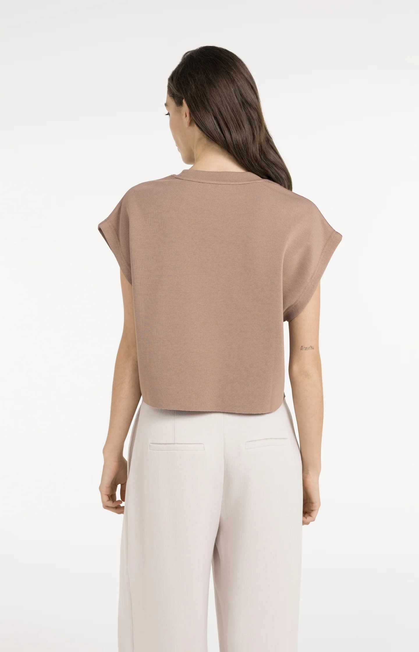 Sleeveless boxy sweatshirt with ribbed details - Image 4