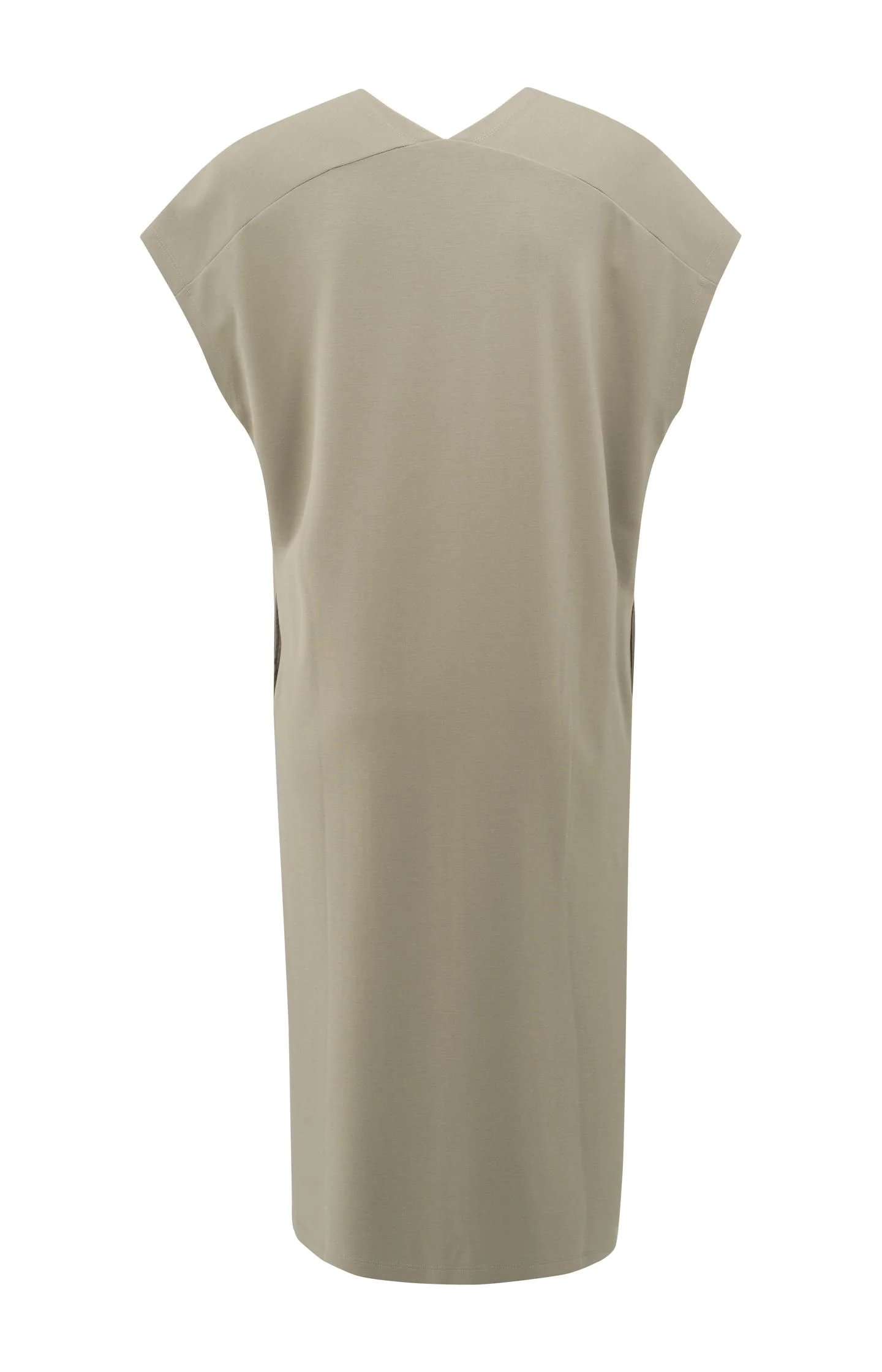 Sleeveless dress with double V-neck and front slit - Image 9