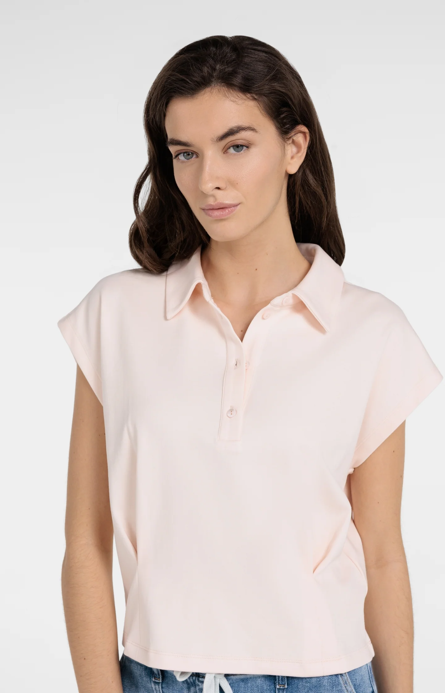 Sleeveless jersey blouse with tailored seams - Image 5