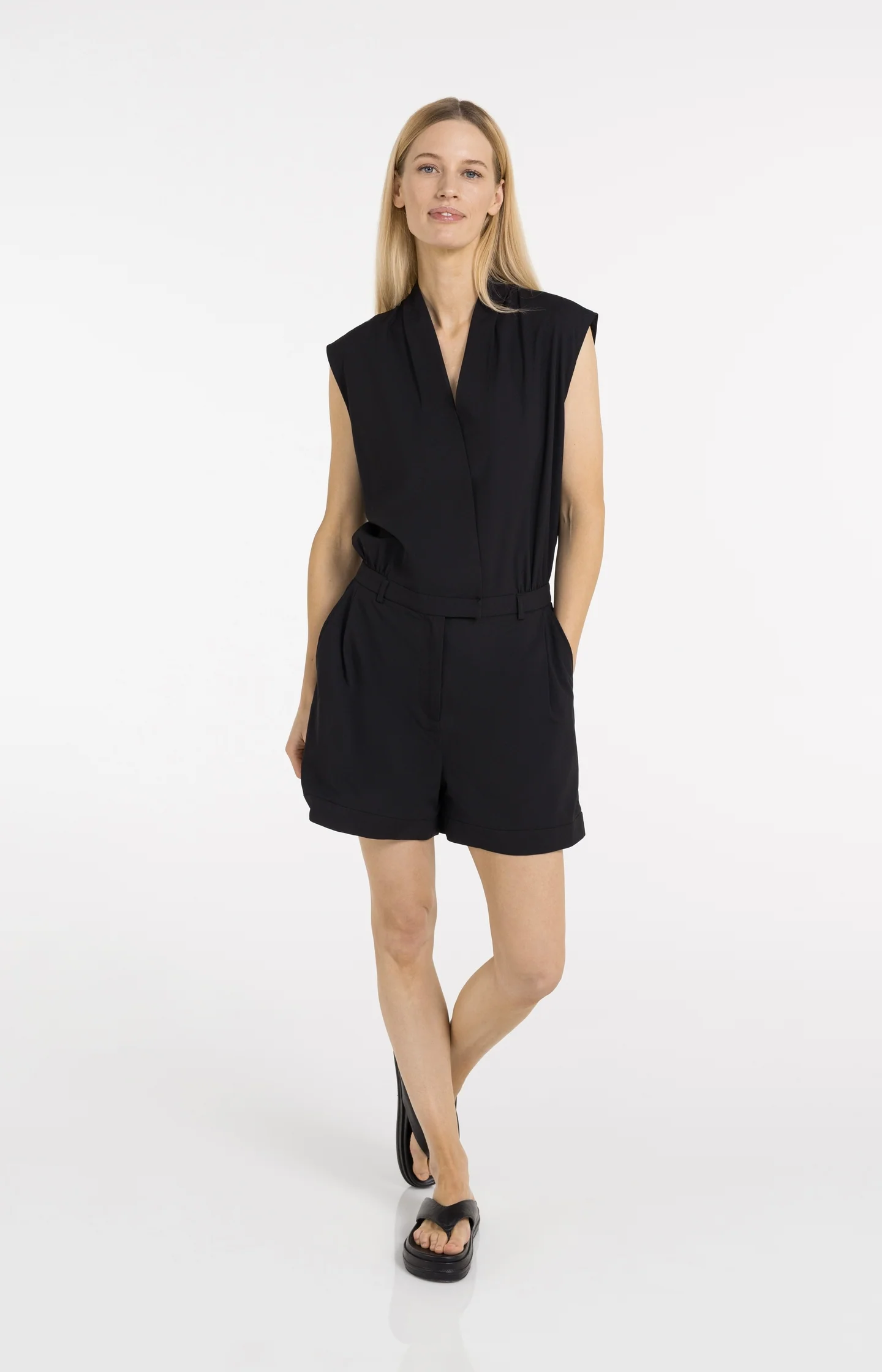 Sleeveless playsuit with wrap effect - Image 3
