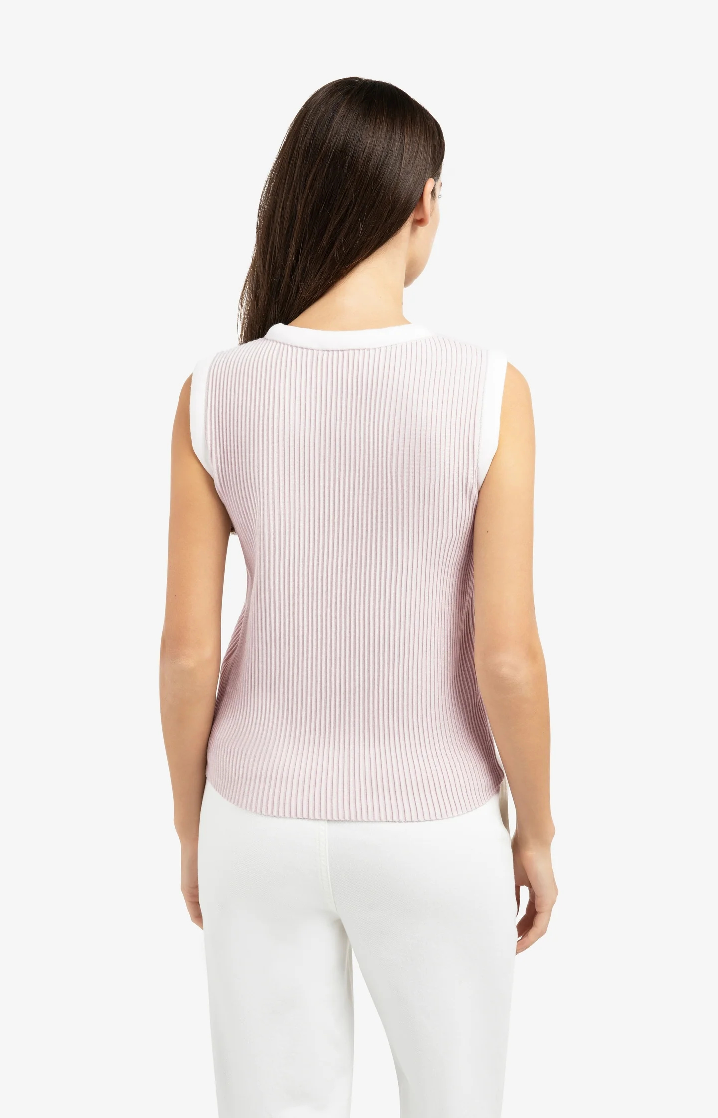 Sleeveless ribbed sweater with crew neckline - Image 3