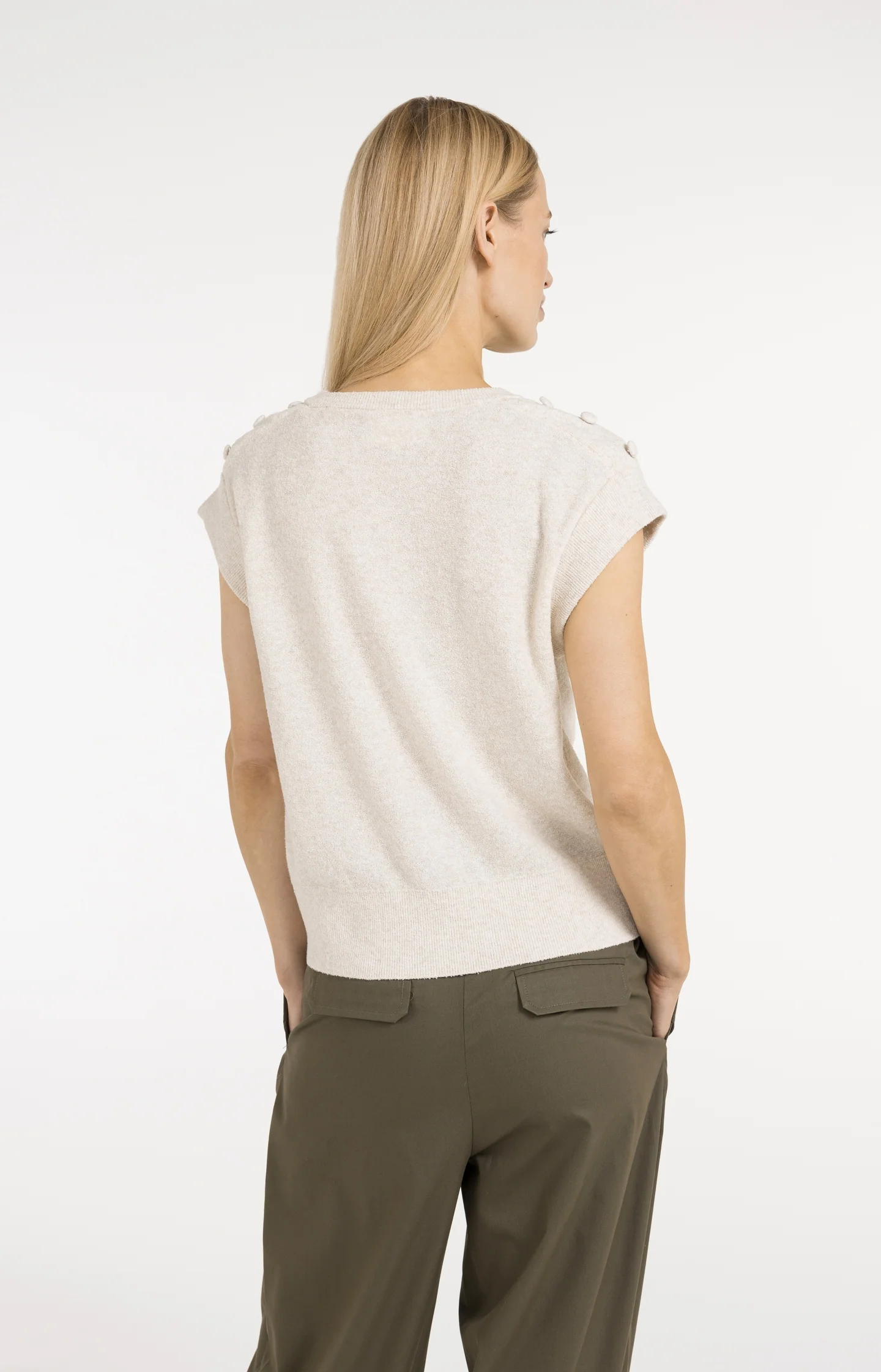 Sleeveless sweater with shoulder button details - Image 4