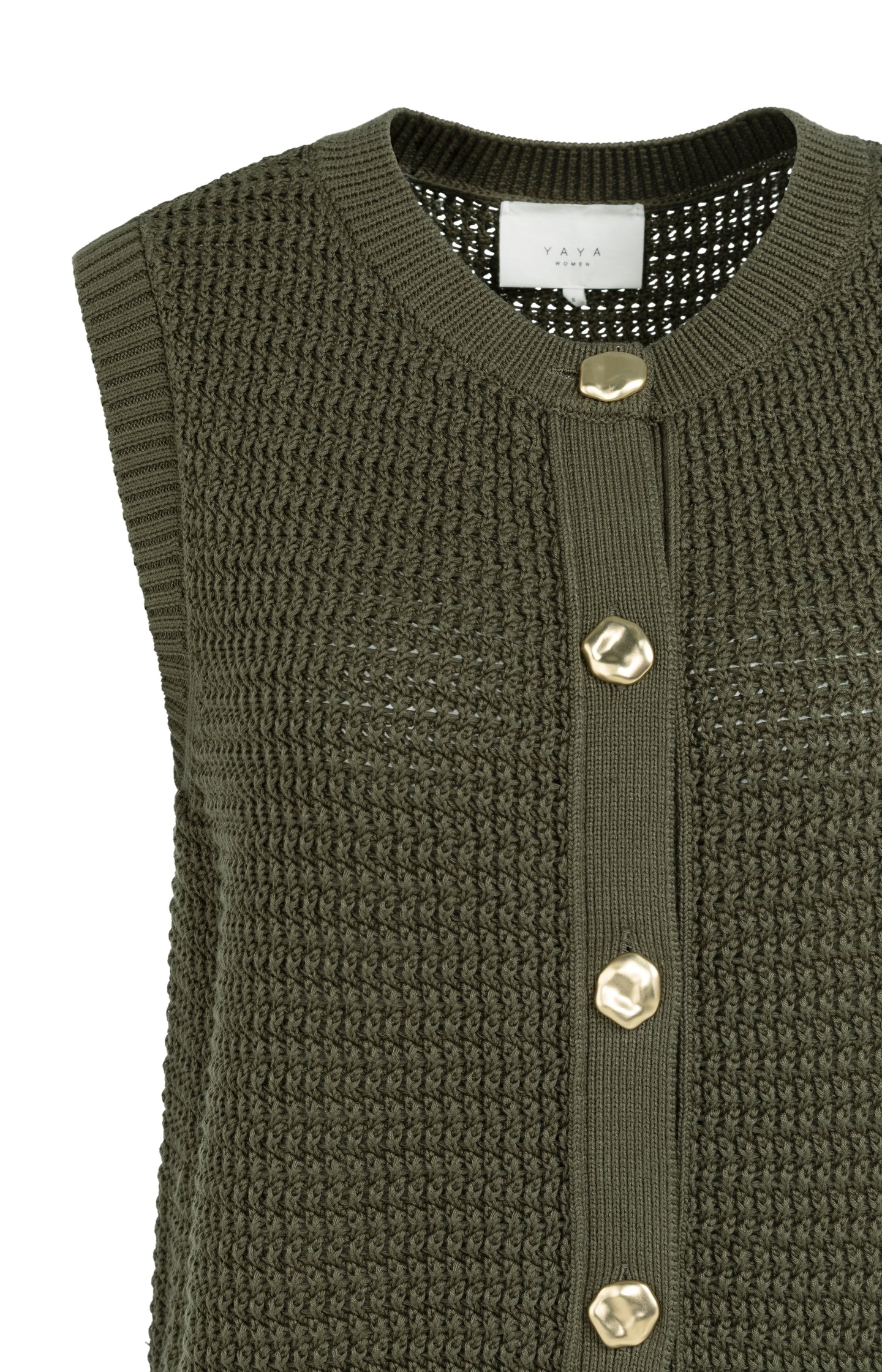 Sleeveless textured cardigan with gold-tone buttons - Image 10