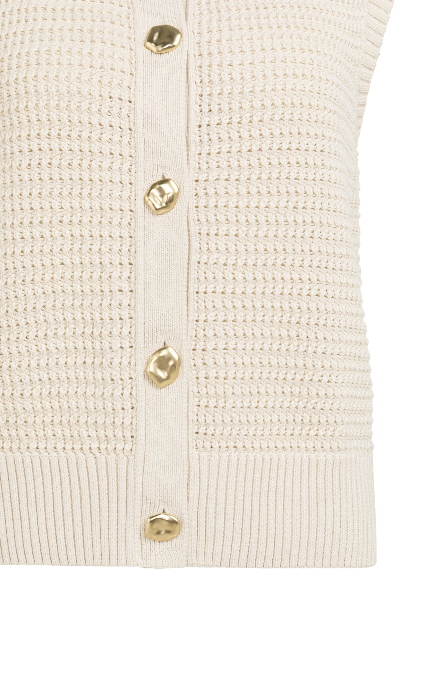 Sleeveless textured cardigan with gold-tone buttons - Image 9