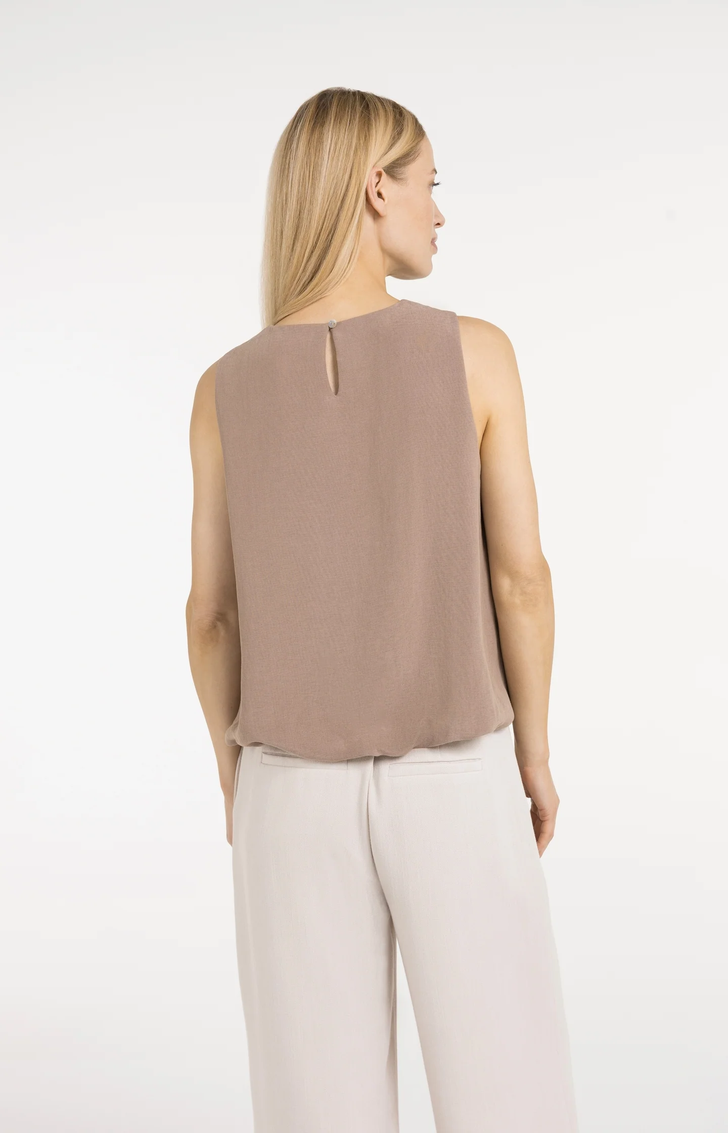 Sleeveless woven top with balloon hem - Image 4