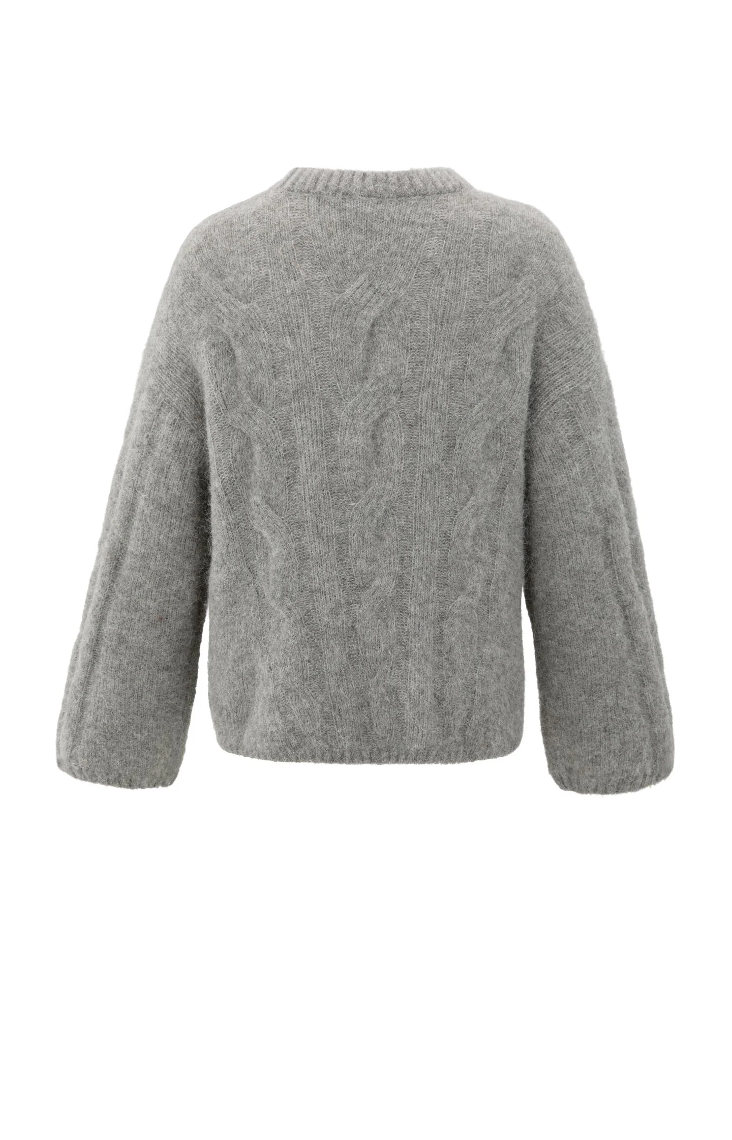 Soft cable knit sweater with round neck and long sleeves - Image 8