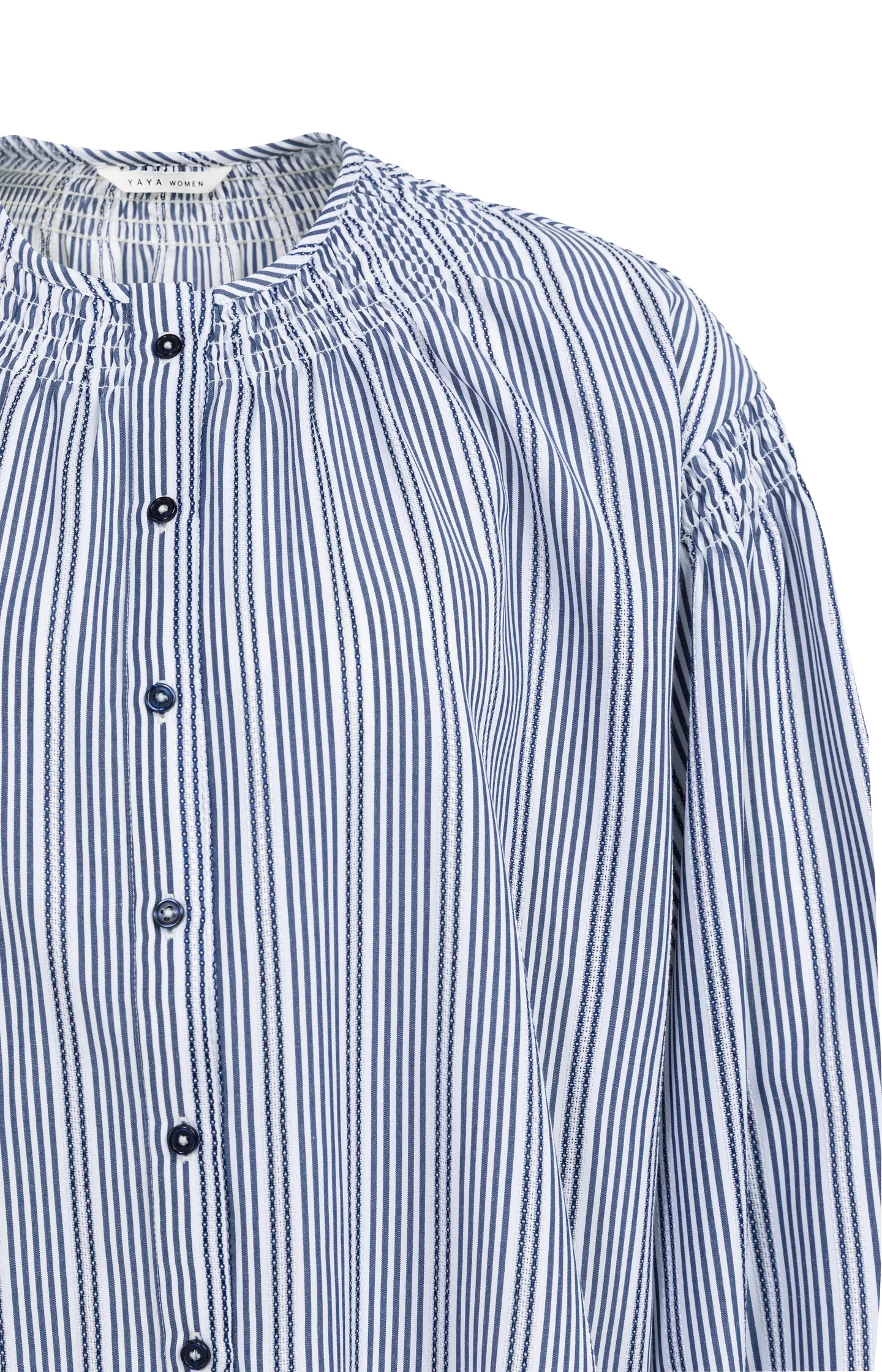 Striped blouse with shirred details at the shoulders - Image 7