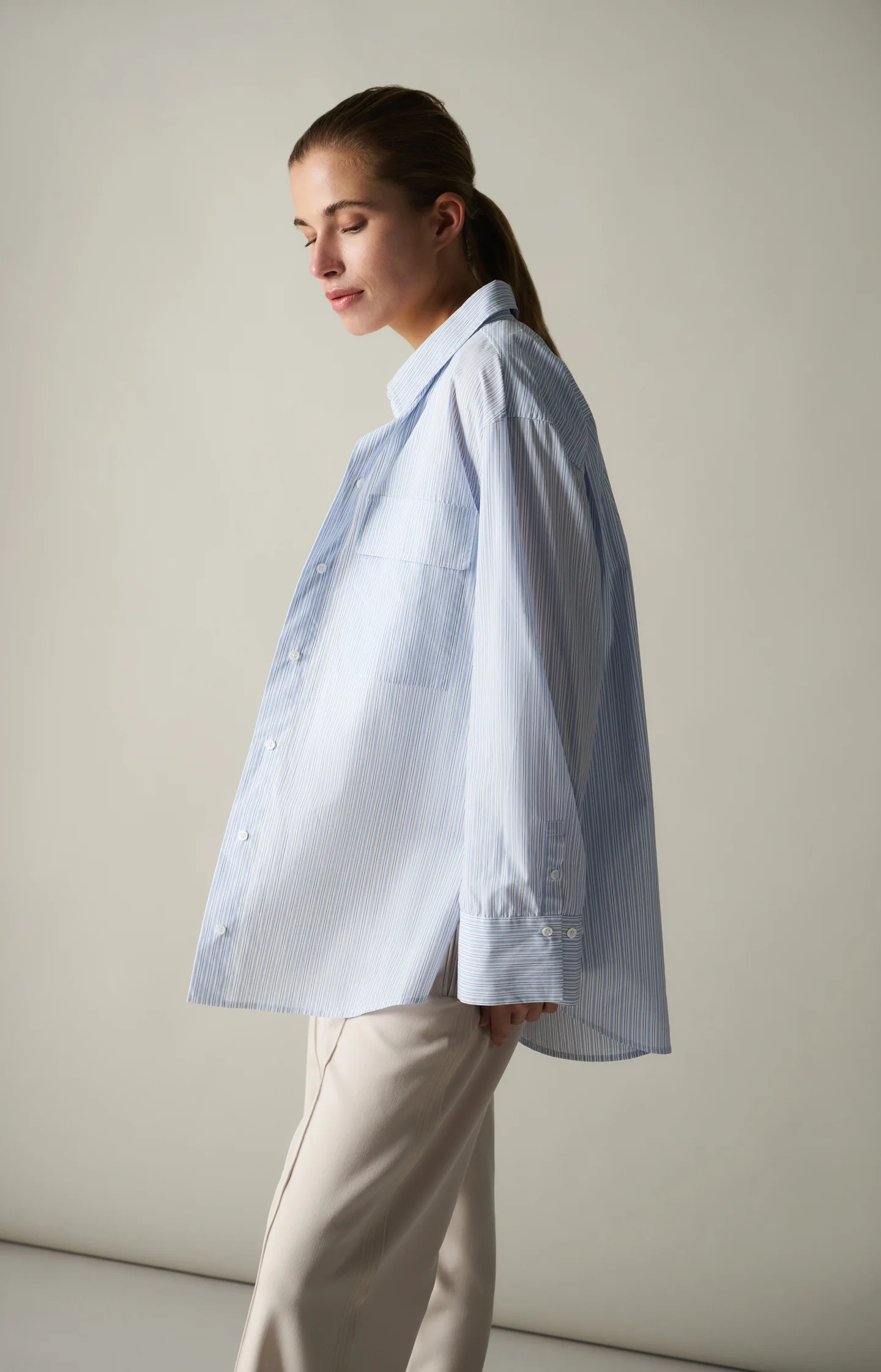 Striped boyfriend blouse with adjustable cuffs - Image 3