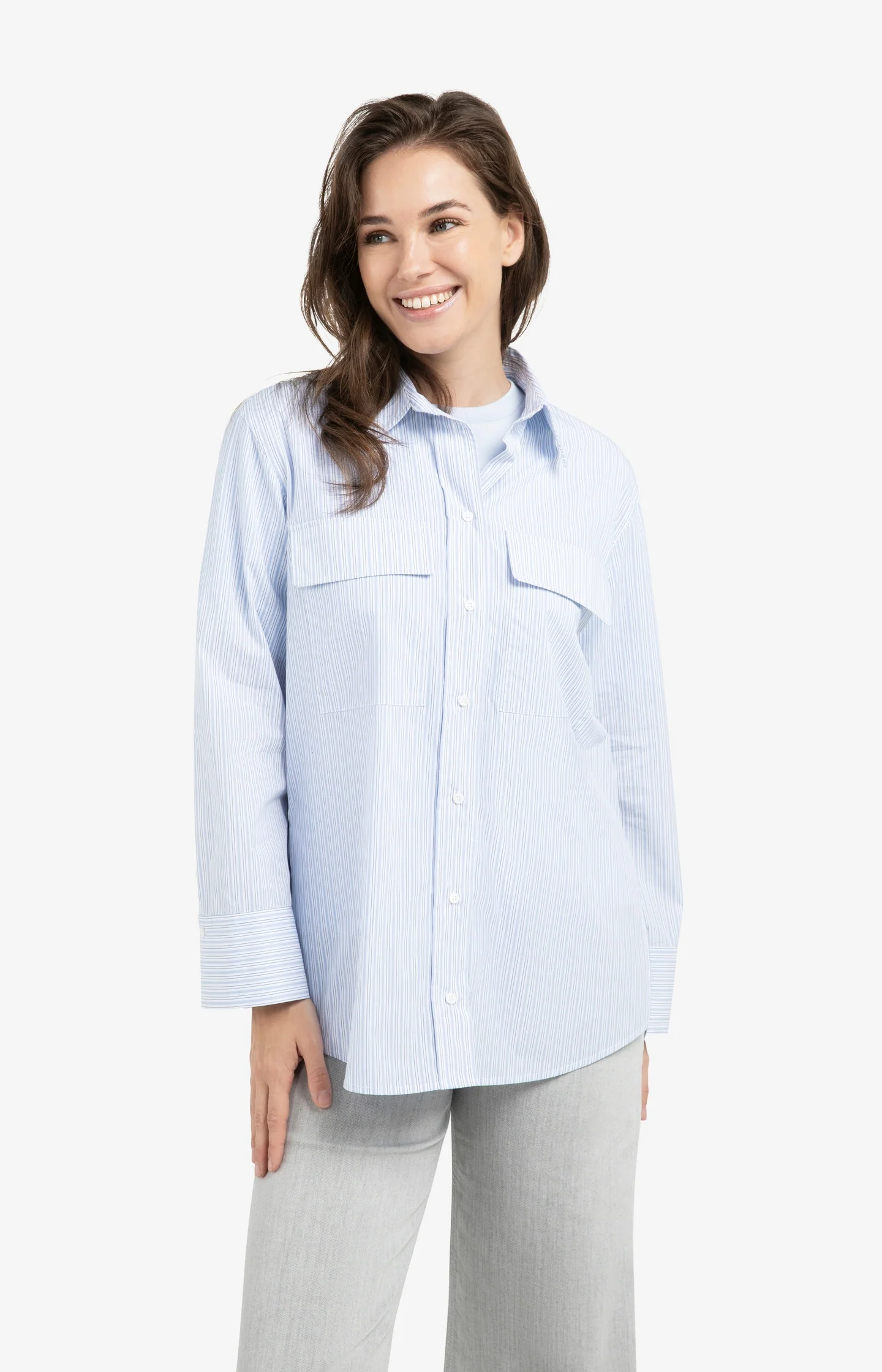 Striped boyfriend blouse with adjustable cuffs - Image 4