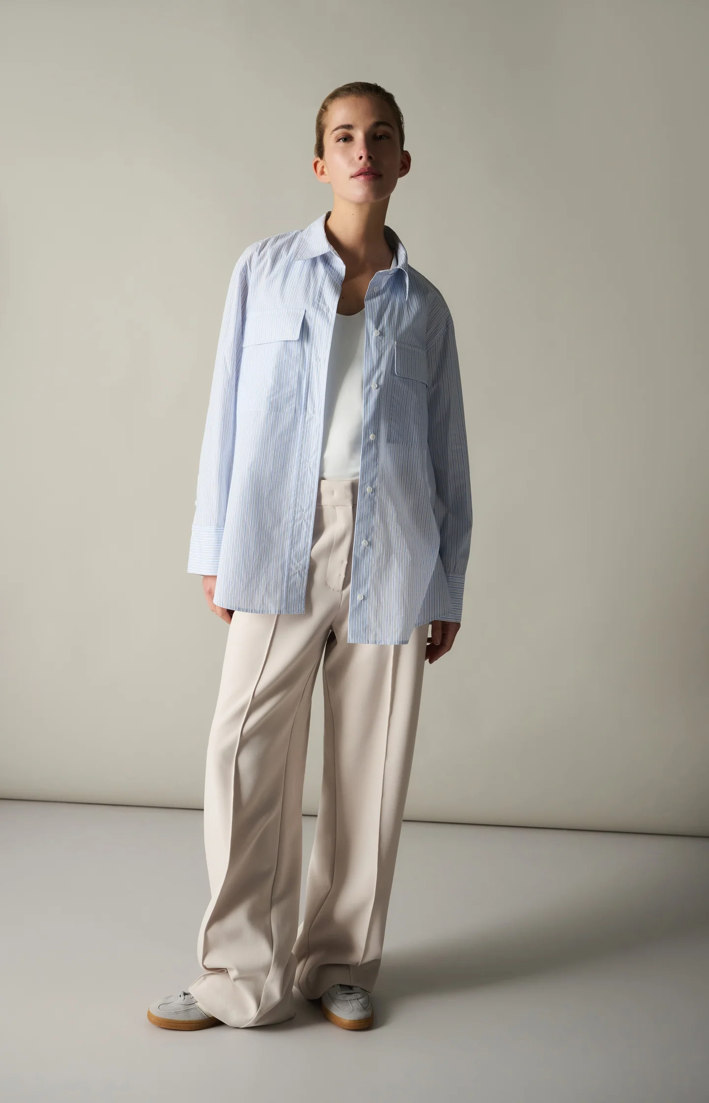 Striped boyfriend blouse with adjustable cuffs - Image 8