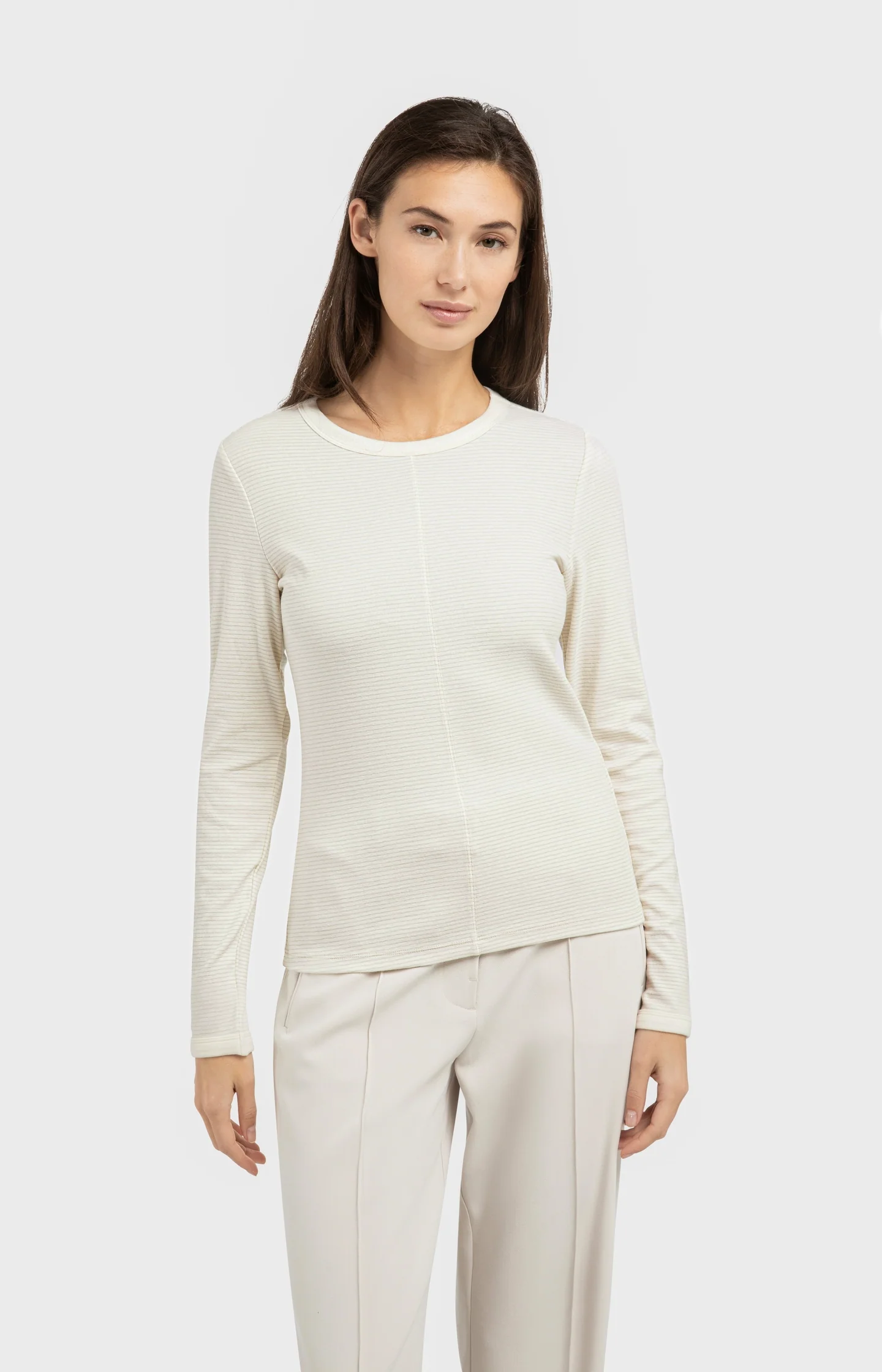 Striped long sleeve top with round neckline - Image 3