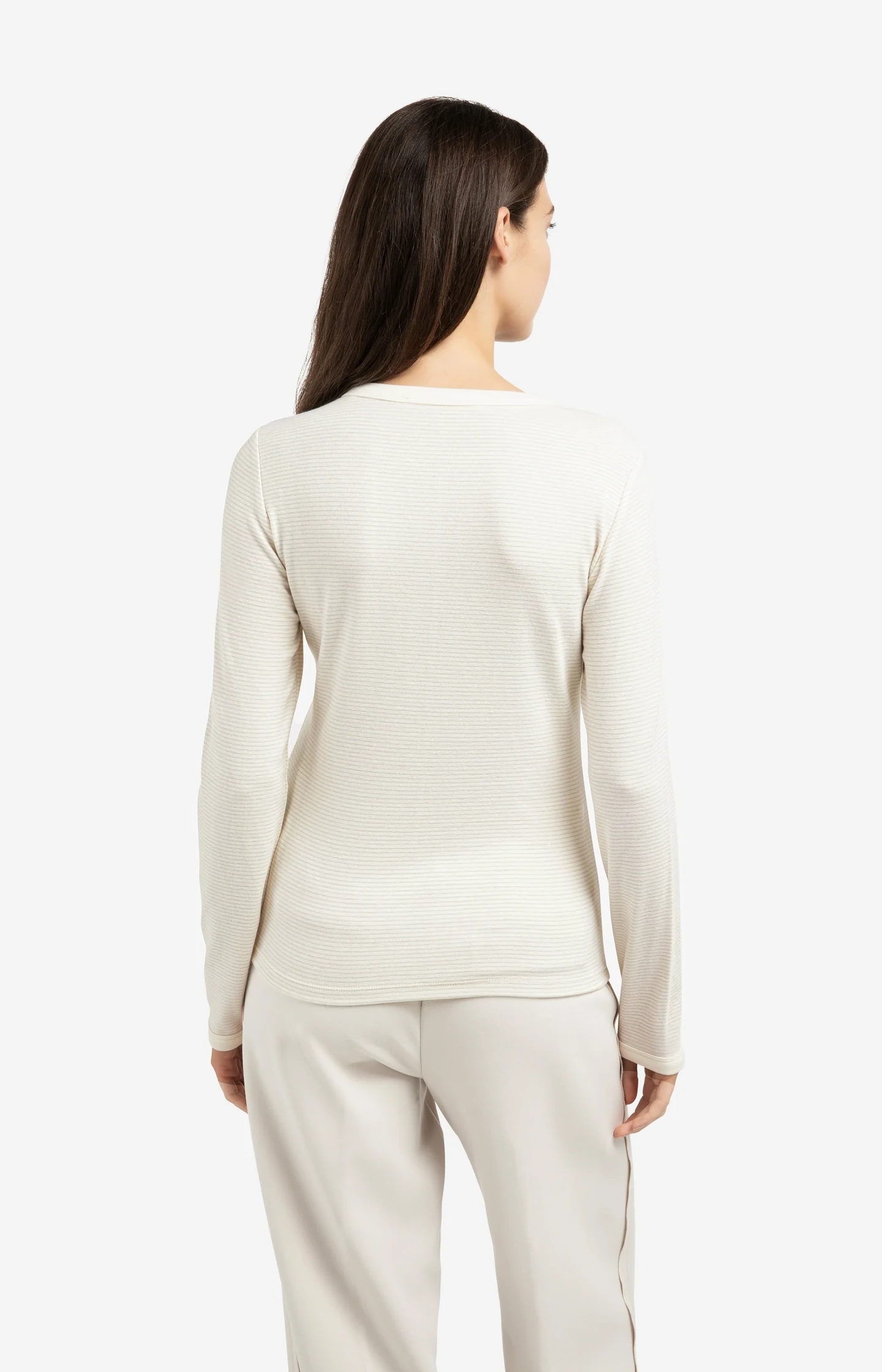 Striped long sleeve top with round neckline - Image 4