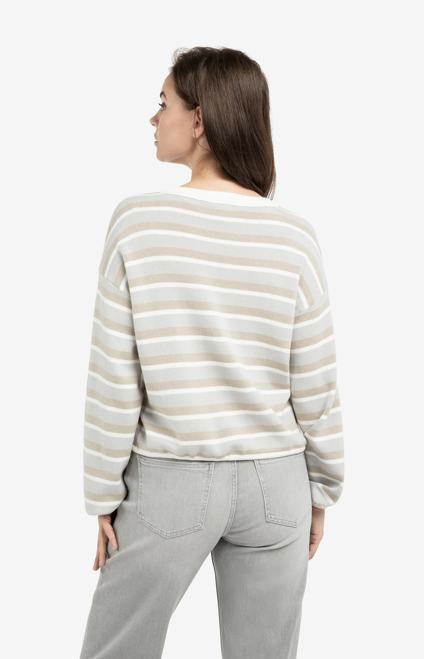 Striped sweater with drawstring hem - Image 4