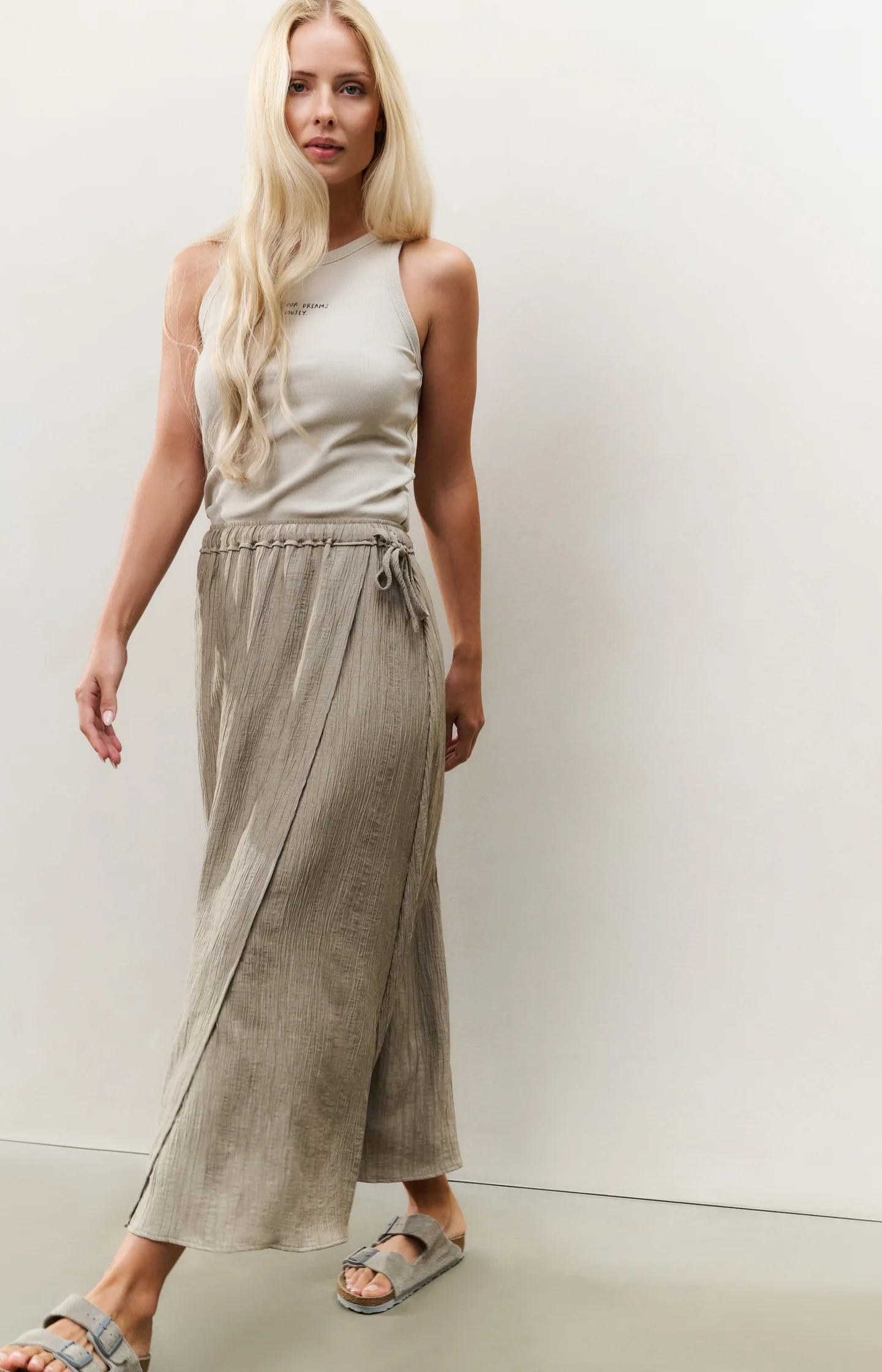 Structured midi skirt with tie detail and wrap look - Image 6