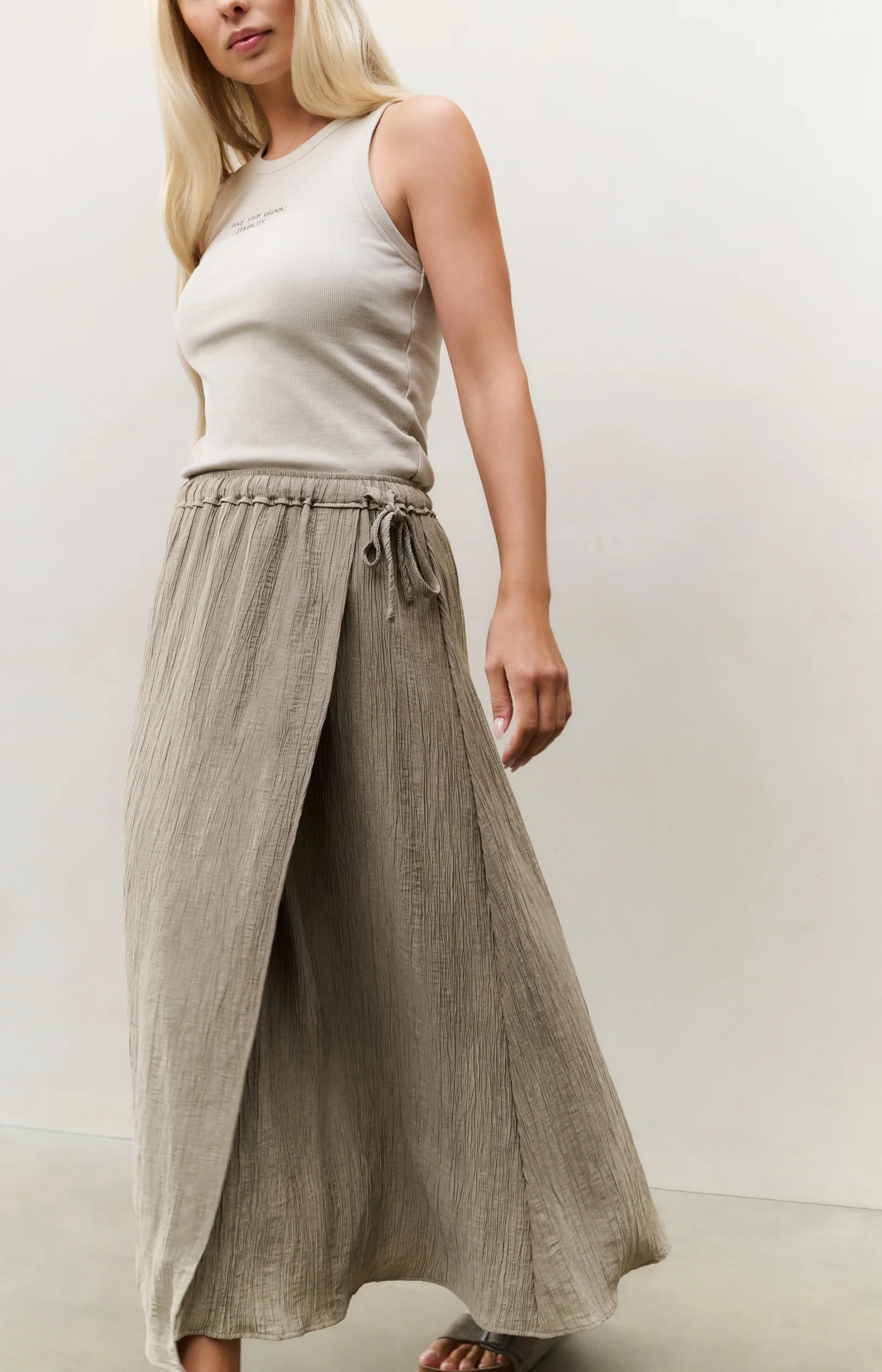 Structured midi skirt with tie detail and wrap look - Image 7