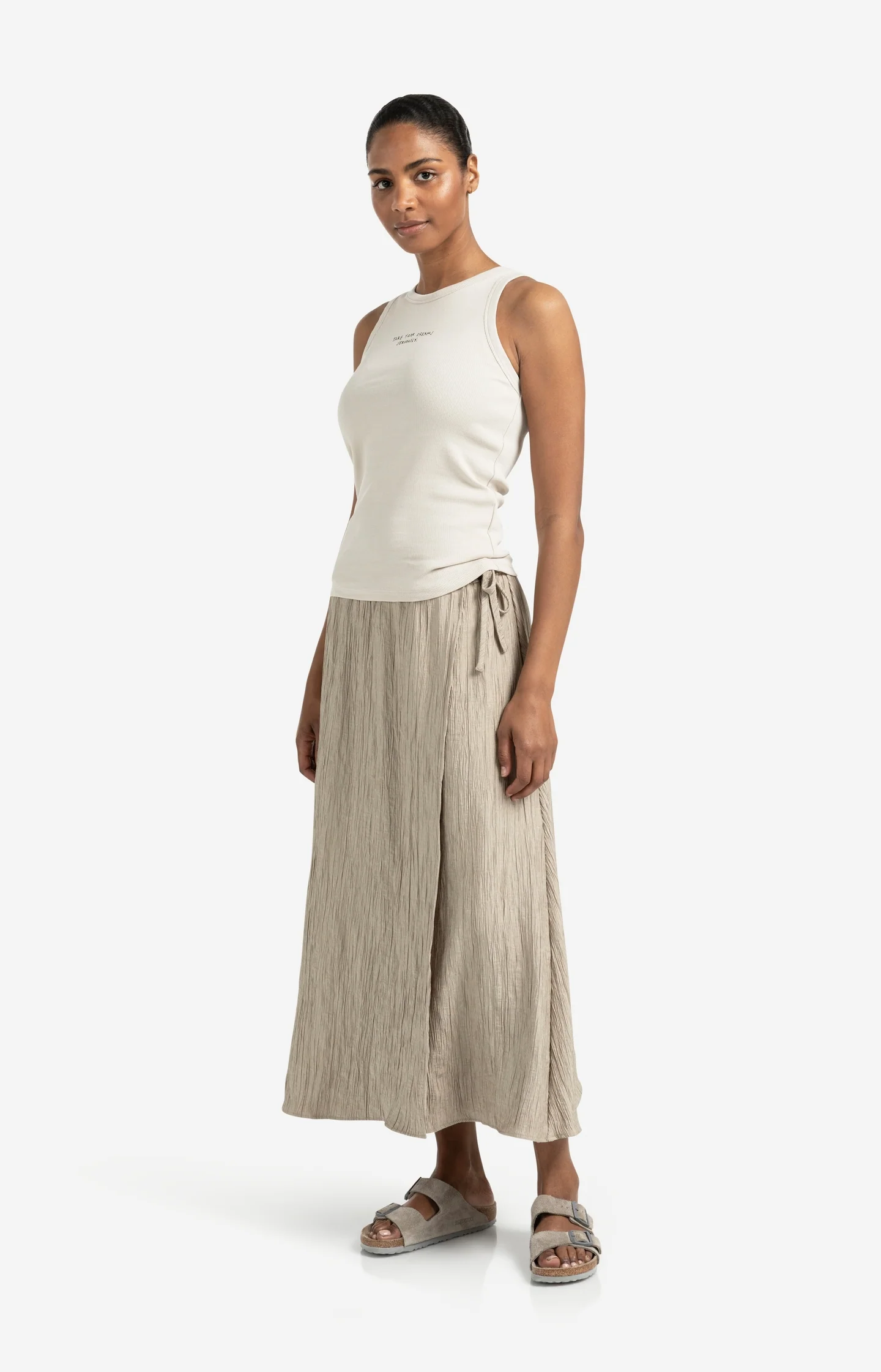Structured midi skirt with tie detail and wrap look - Image 8