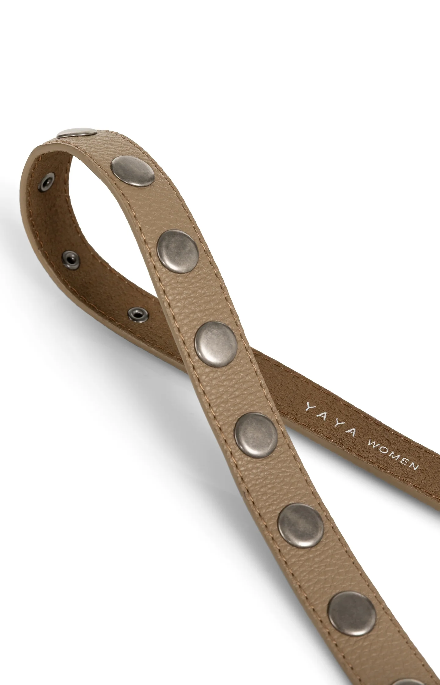 Studded leather belt with silver buckle - Image 3