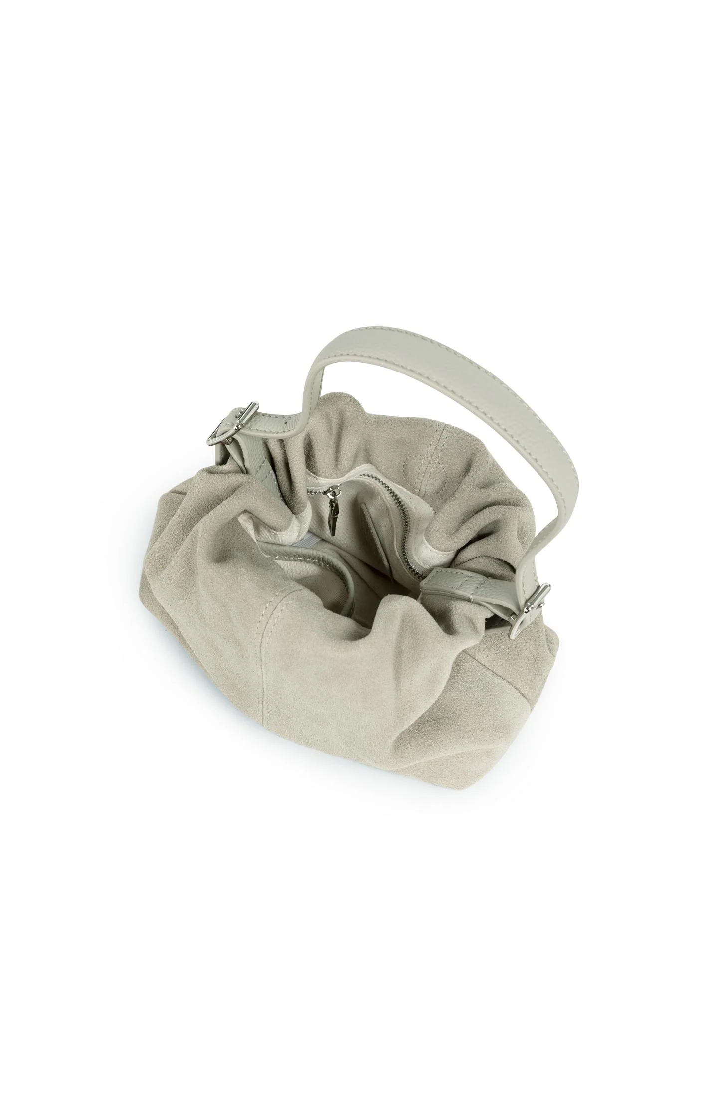 Suede mini bag with long and short strap - Image 5