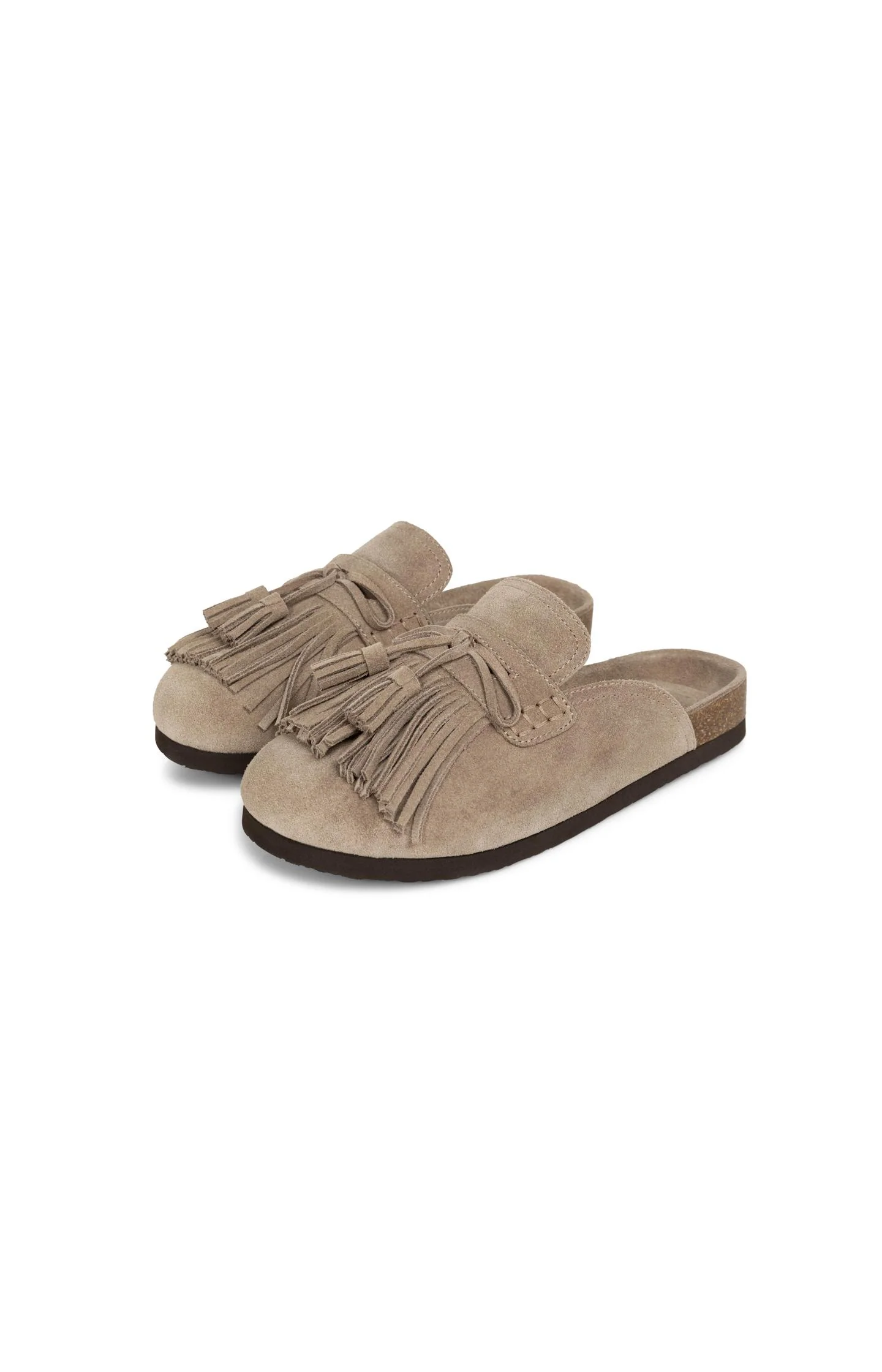 Suede mules with tassels