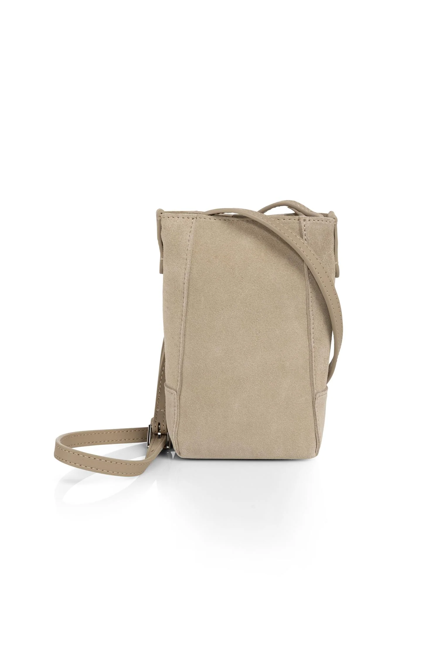 Suede phone bag with adjustable strap
