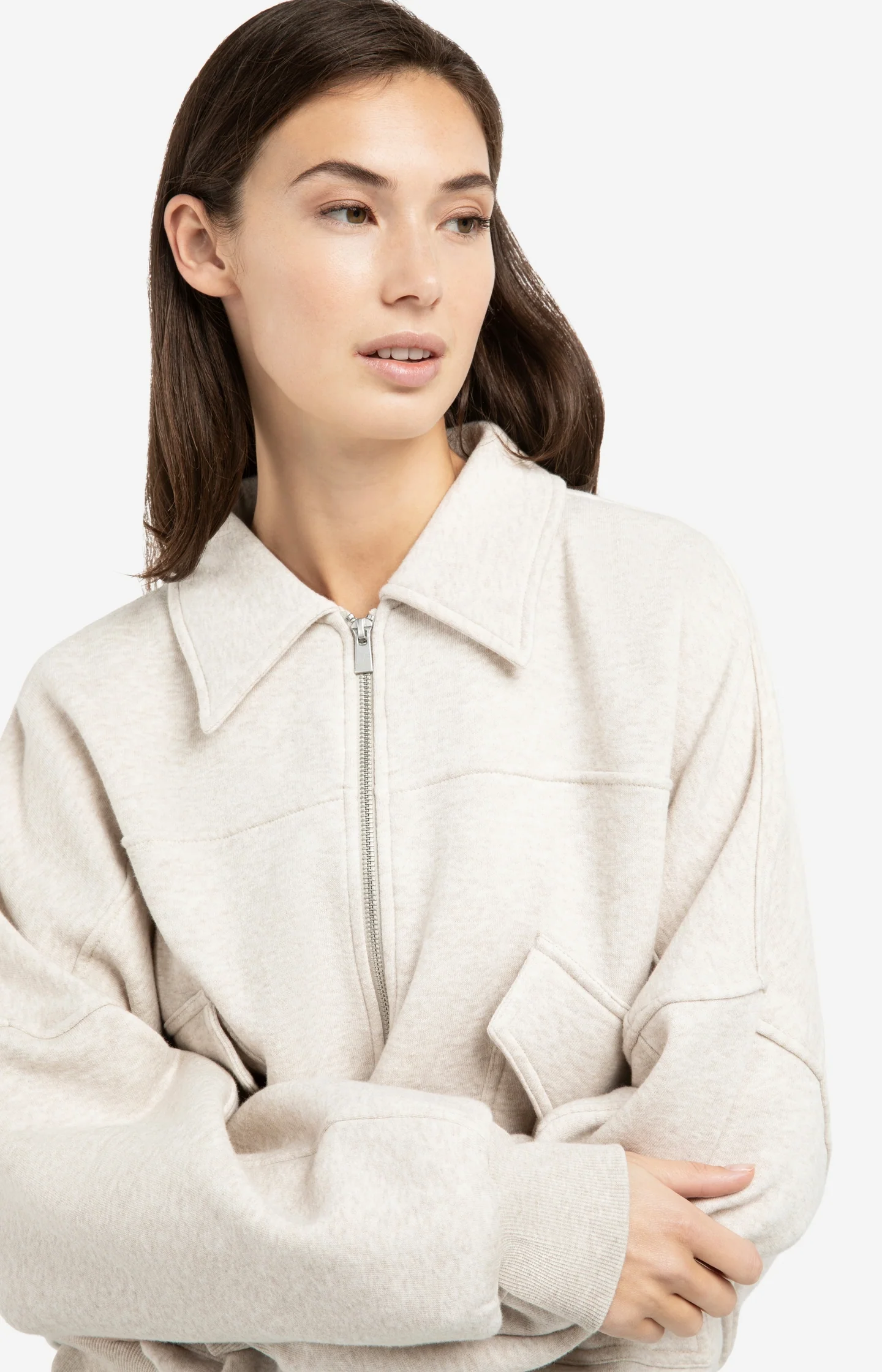 Sweat jacket with patch pockets and zip front closure - Image 5