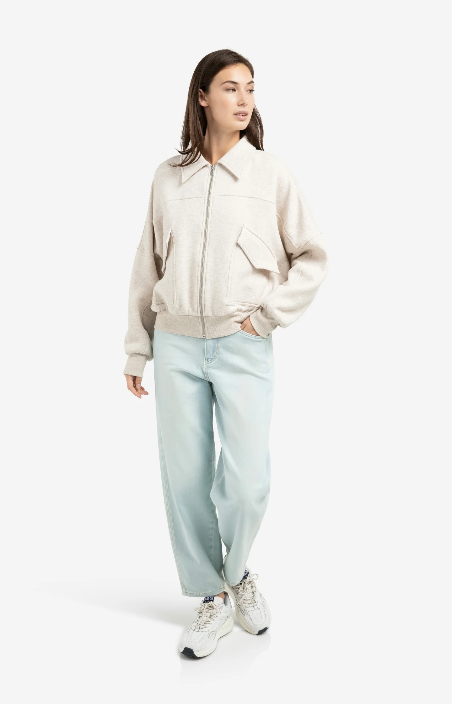 Sweat jacket with patch pockets and zip front closure - Image 6