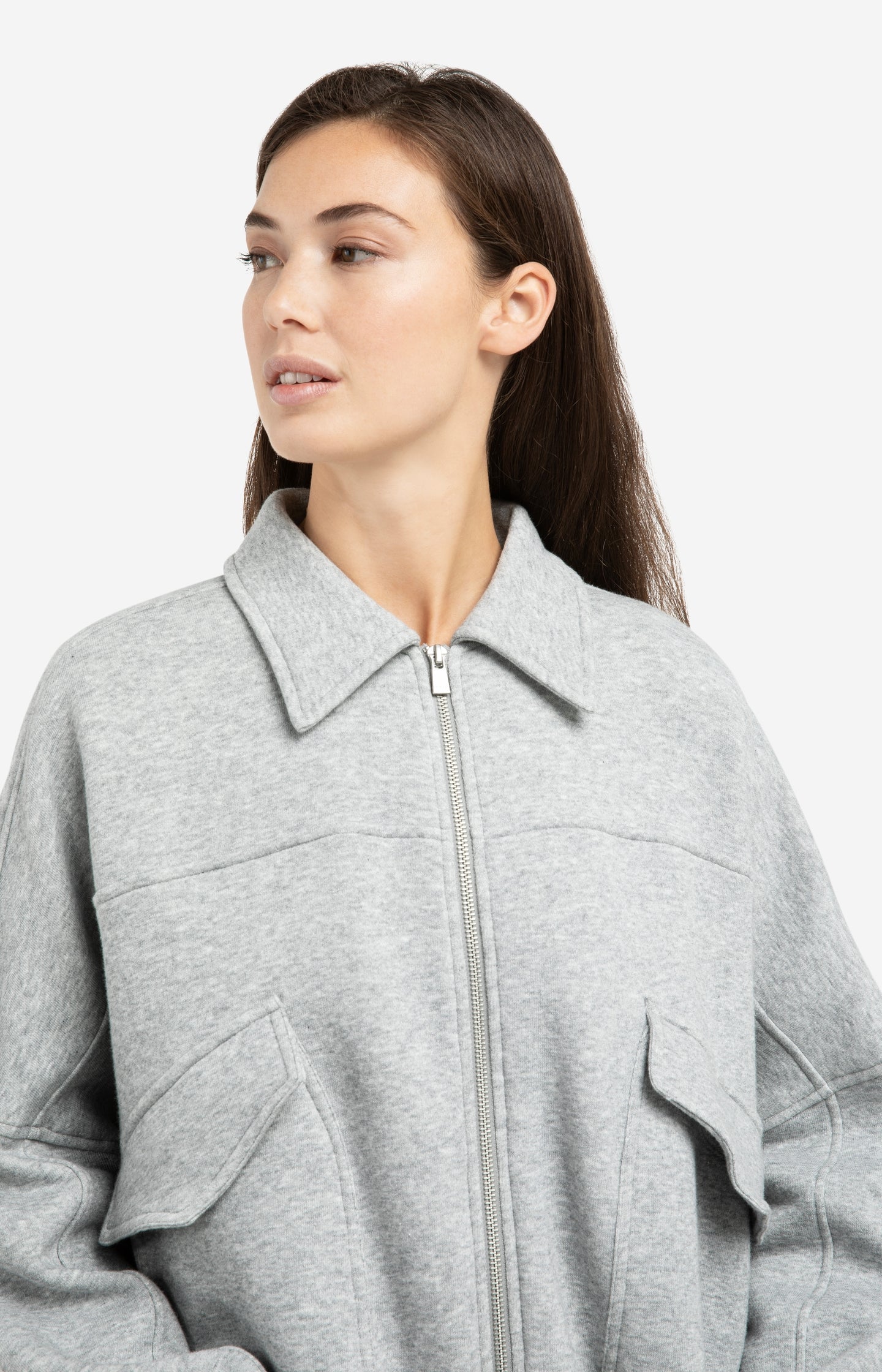 Sweat jacket with patch pockets and zip front closure - Image 3