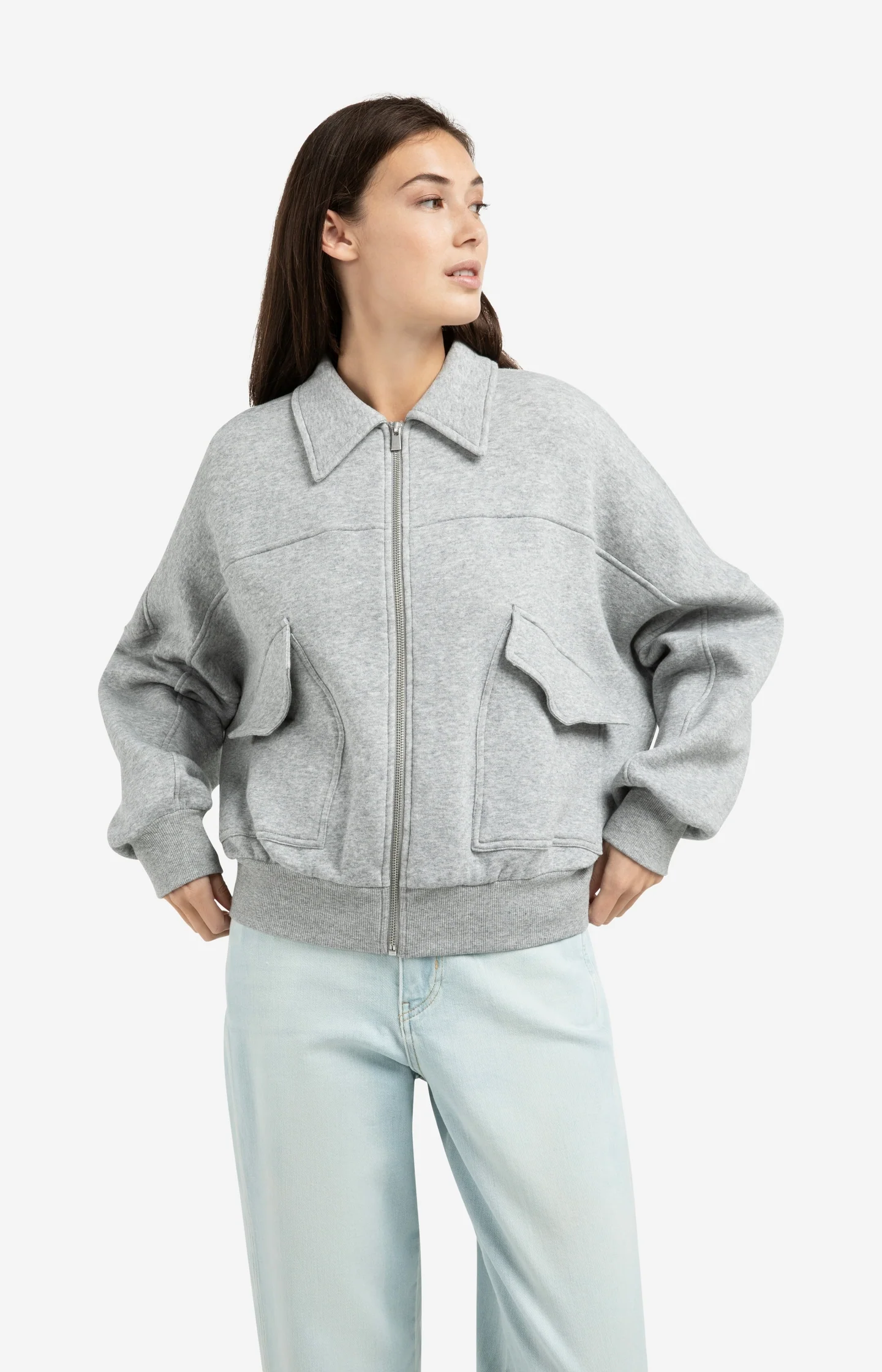 Sweat jacket with patch pockets and zip front closure - Image 5