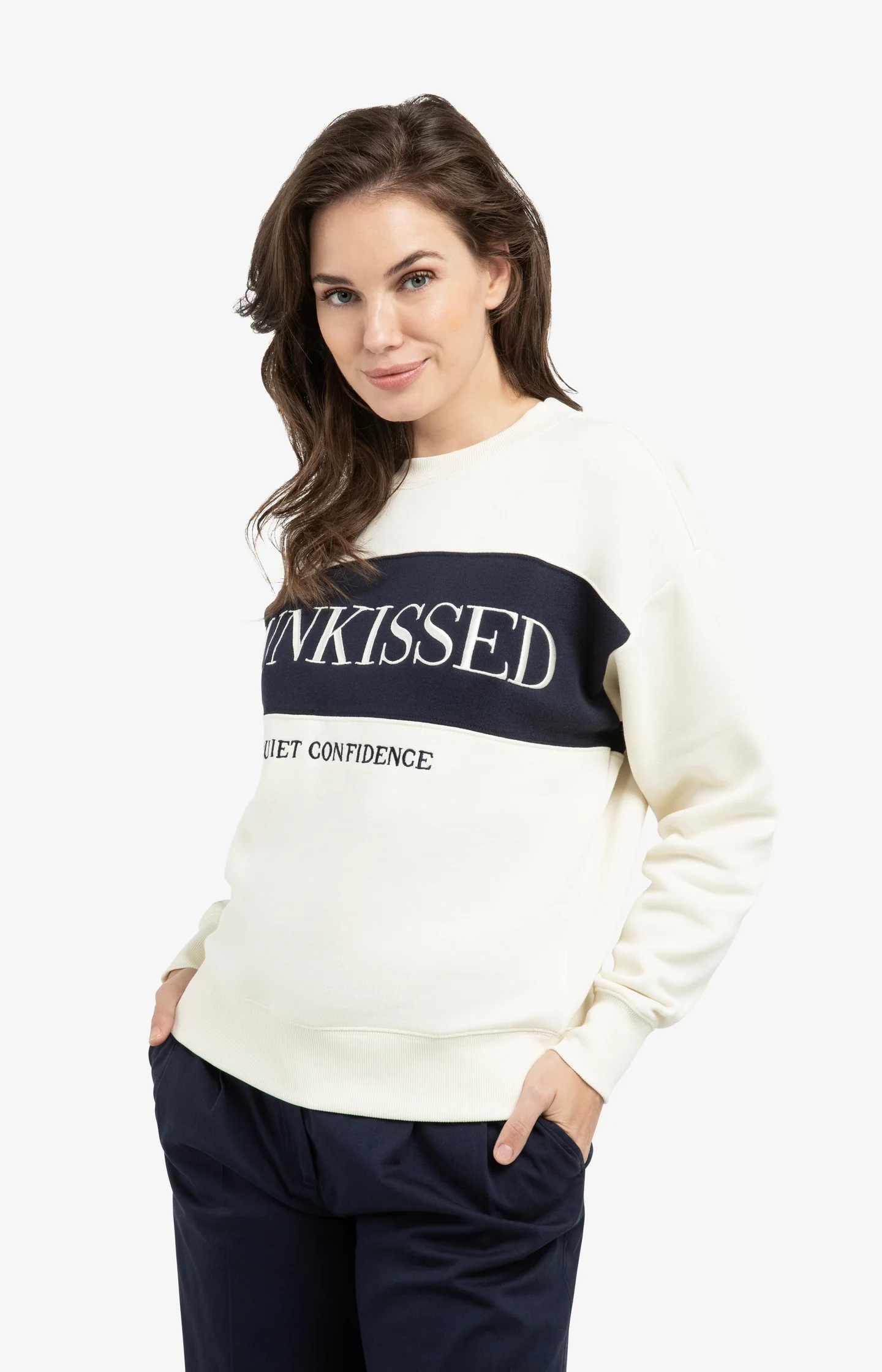Sweater with colorblock and front text - Image 3
