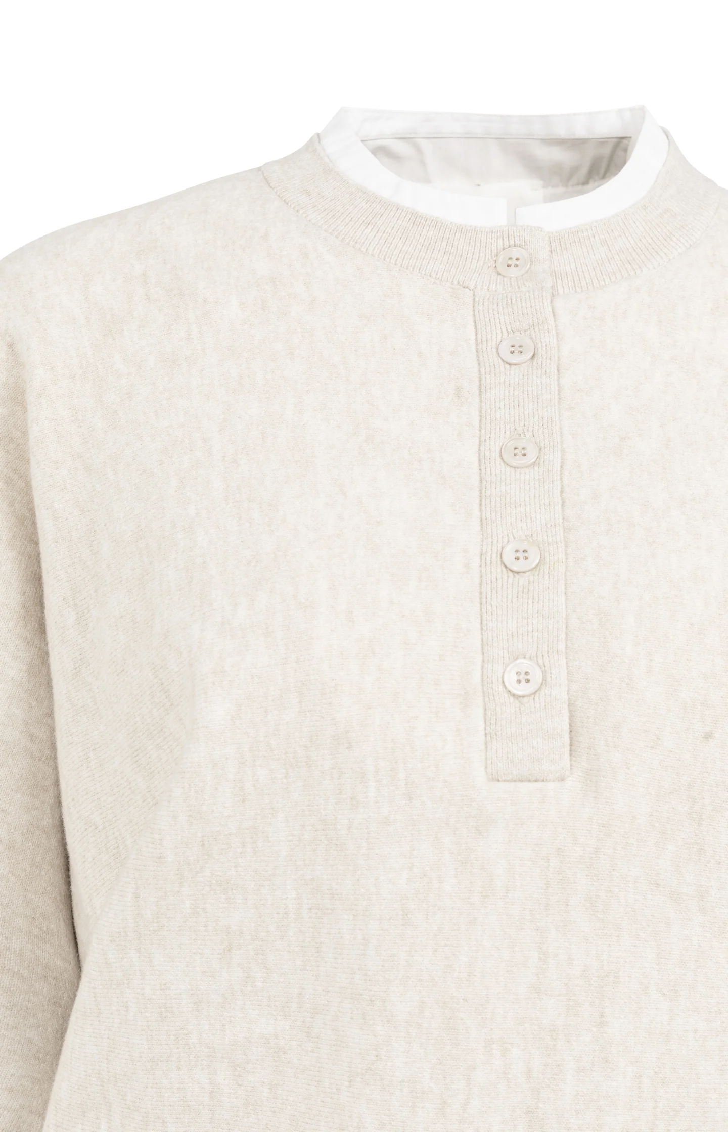 Sweater with inserted blouse collar and button detail - Image 7