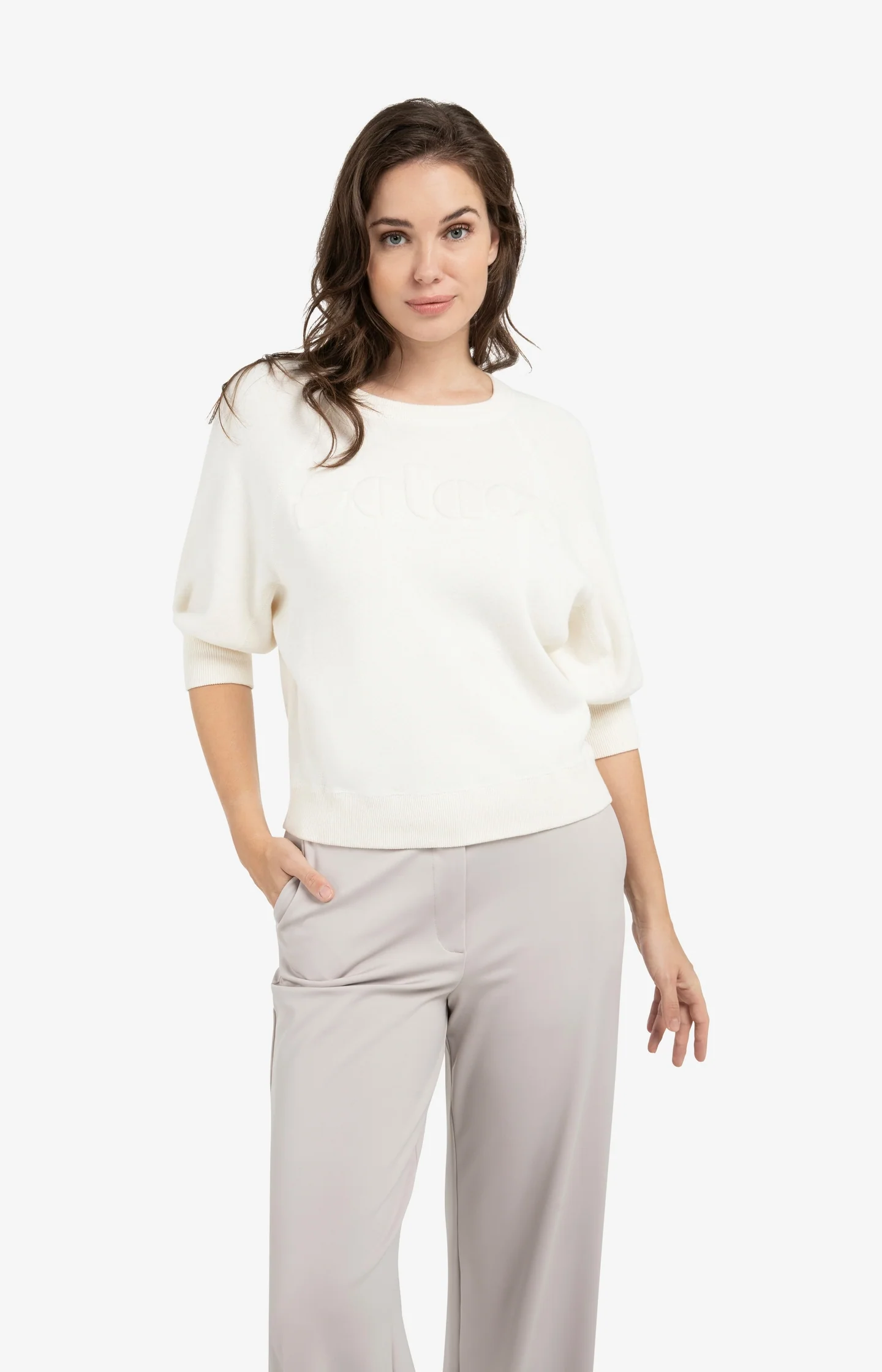 Sweater with raglan sleeves and tonal artwork
