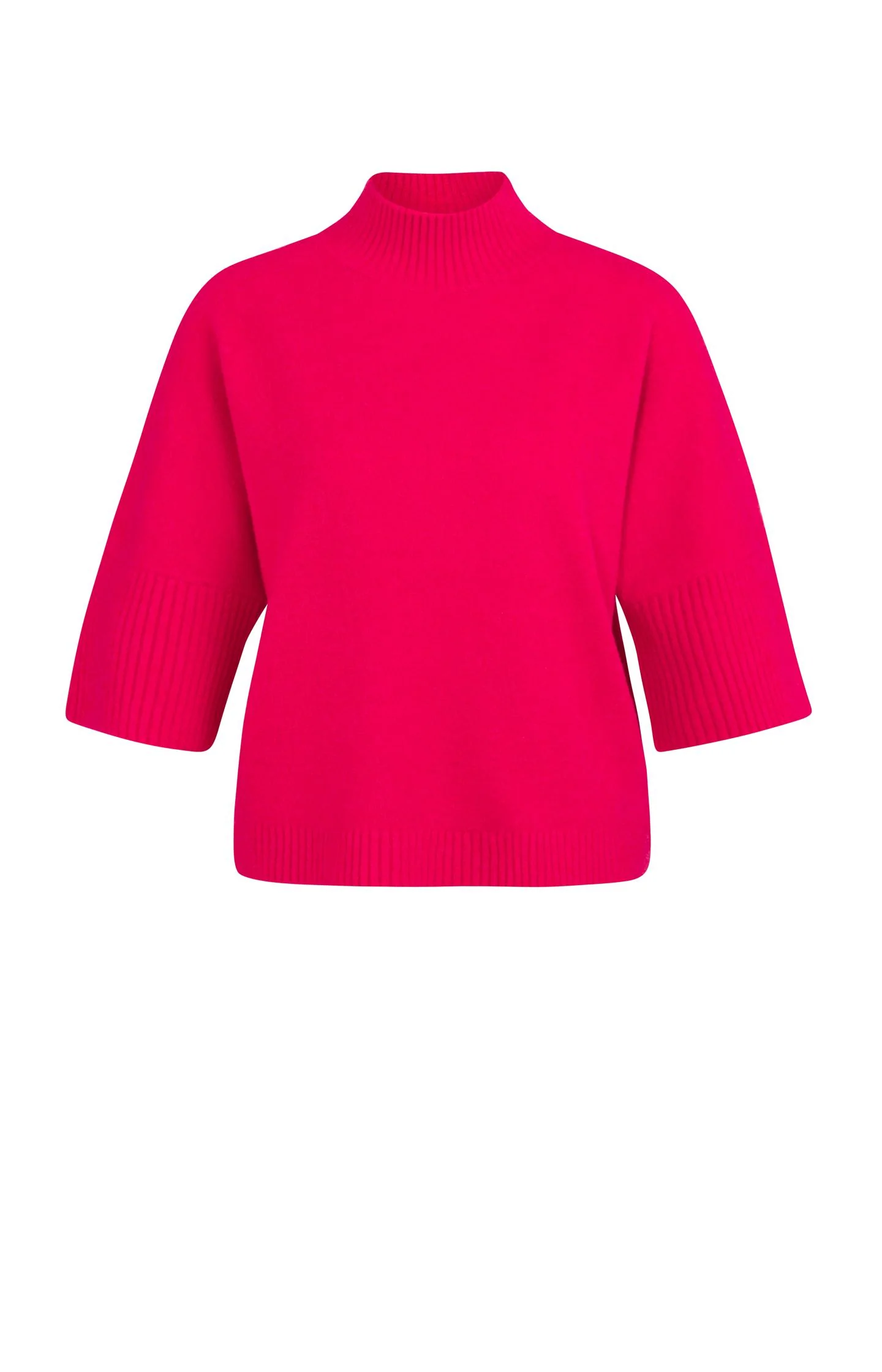 Sweater with ribbed three-quarter sleeves and mock neck - Image 2