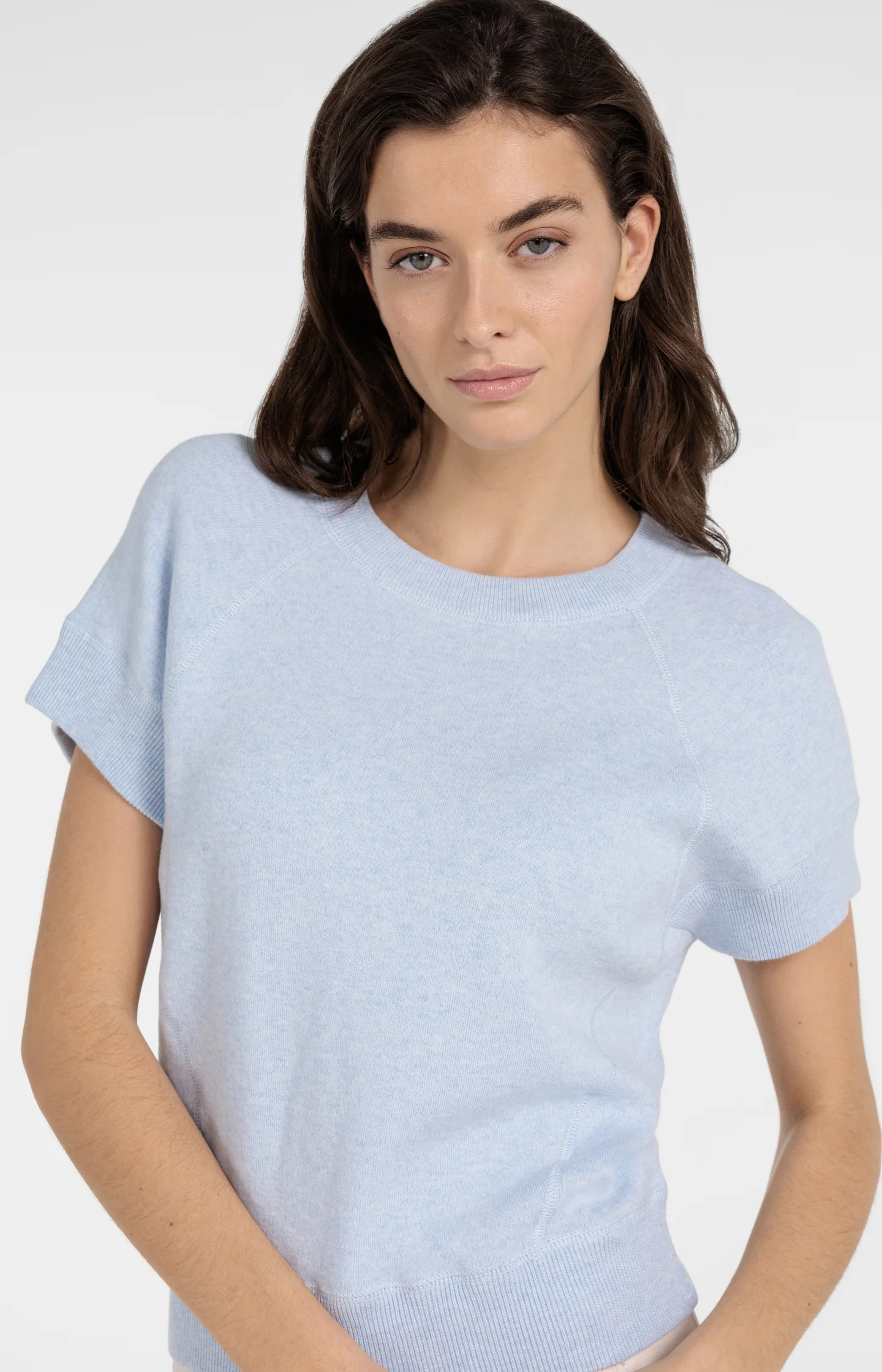 Sweater with short sleeves and stitch details - Image 5