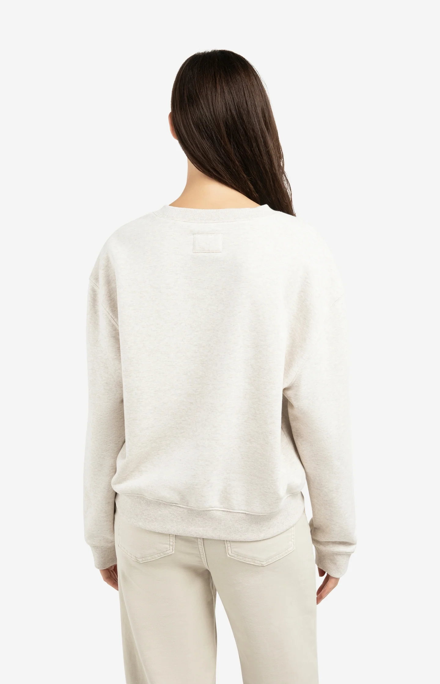 Sweater with stitched-on text and round neckline - Image 4