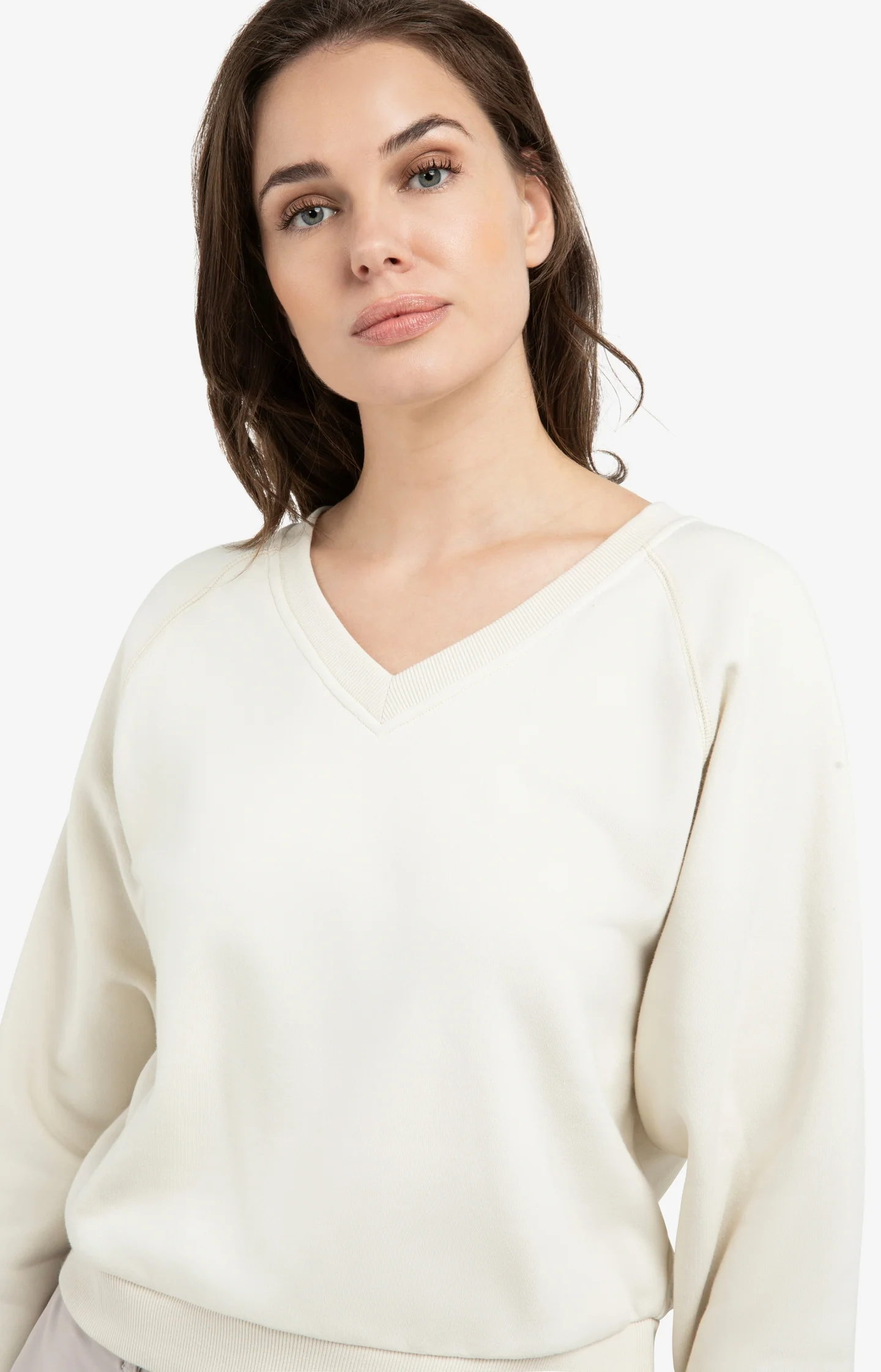 Sweater with V-neck and ribbed trims - Image 4