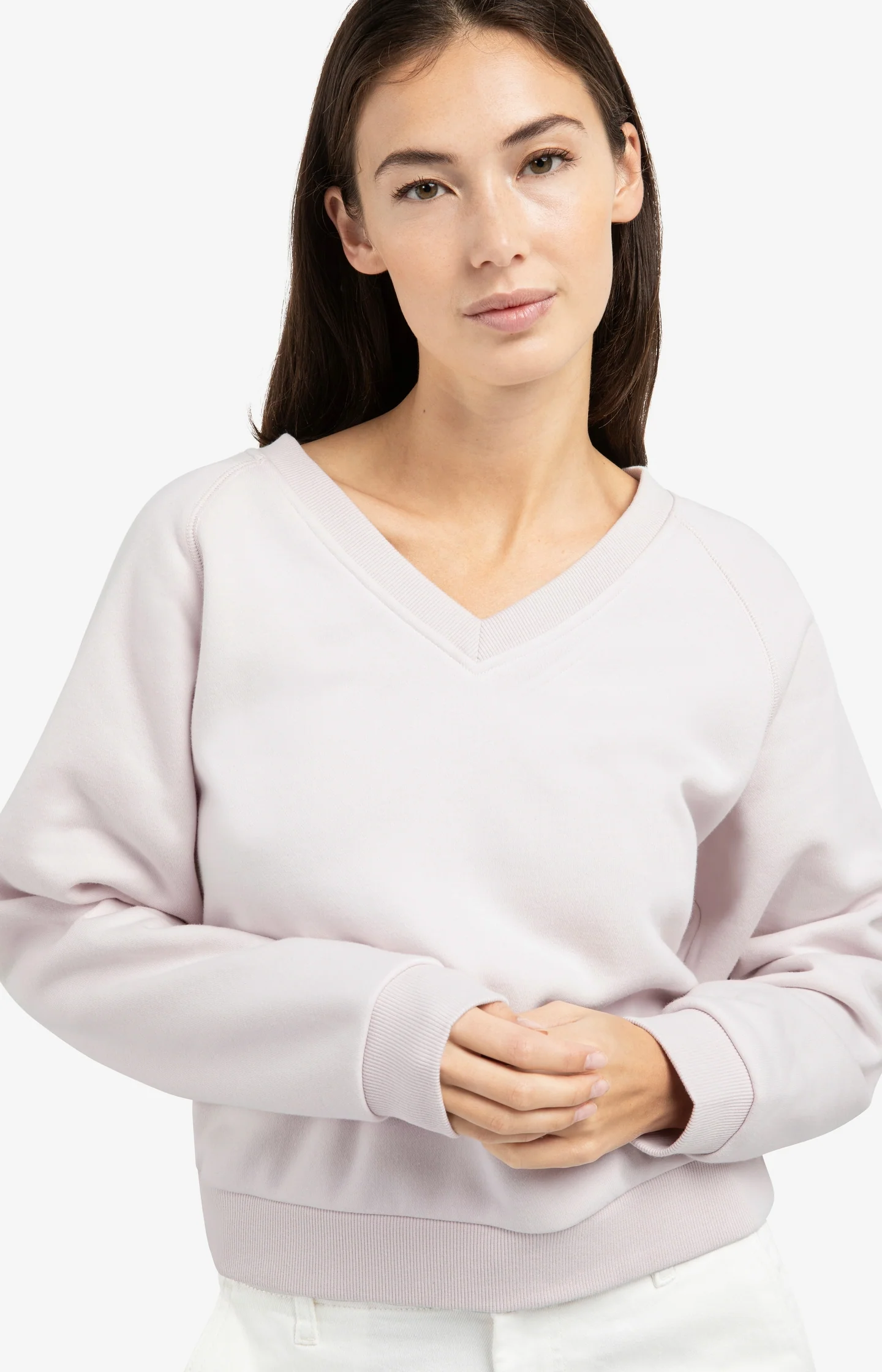 Sweater with V-neck and ribbed trims - Image 5